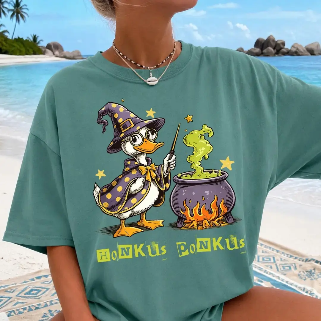 Comfort Colors Honkus Ponkus Goose Halloween Shirt, Trendy Oversized Spooky Season Fall Tee for Her