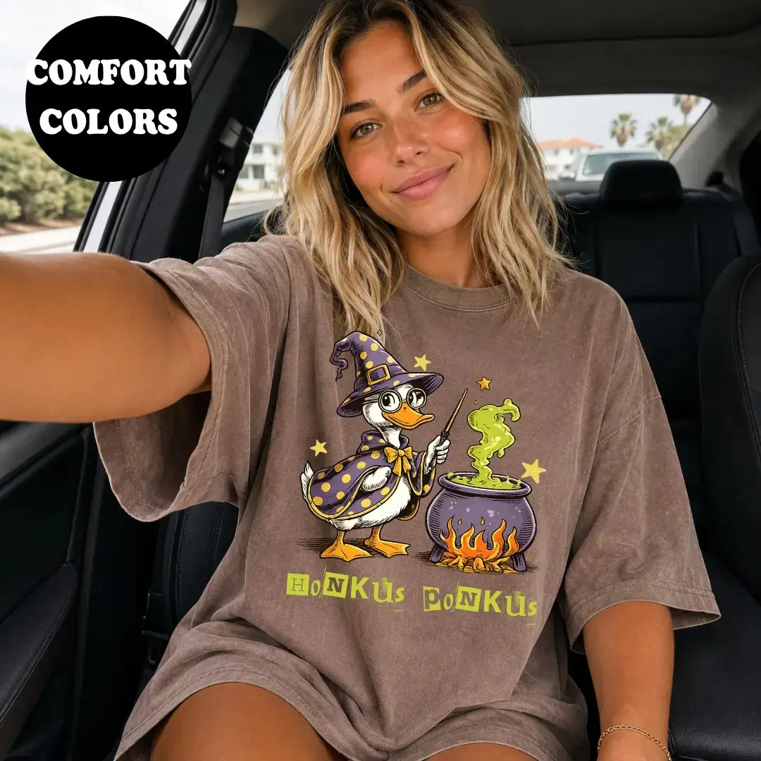 Comfort Colors Honkus Ponkus Goose Halloween Shirt, Trendy Oversized Spooky Season Fall Tee for Her - photo 5
