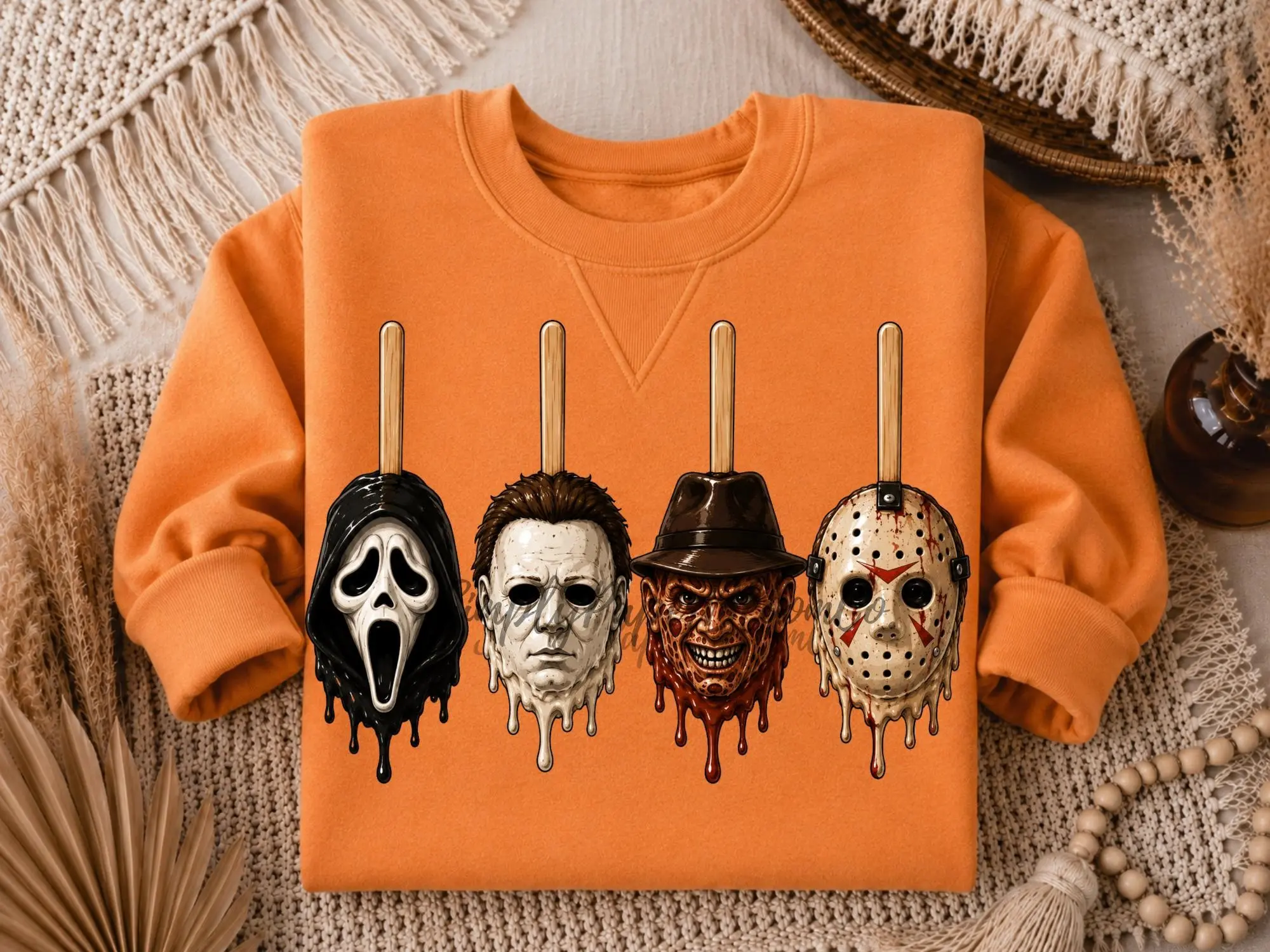 Horror Candy Apple Halloween T-Shirt for Women, Spooky Season Dripping Character Graphic Tee, Trendy Fall Autumn Costume Top - photo 4