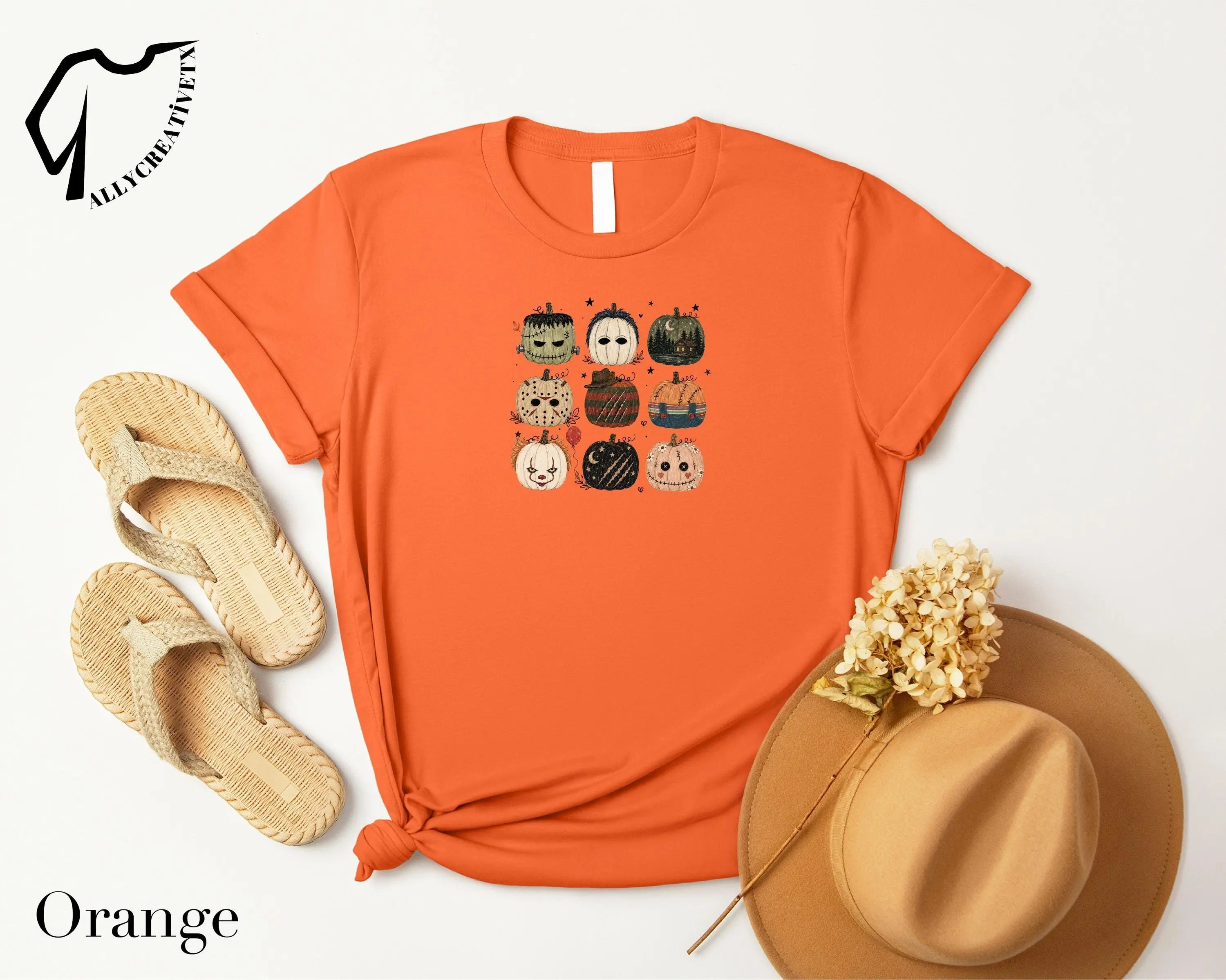 Horror Pumpkin Comfort Colors T-Shirt, Cute Scary Spooky Halloween Character Tee, Retro Fall Graphic Top - photo 5