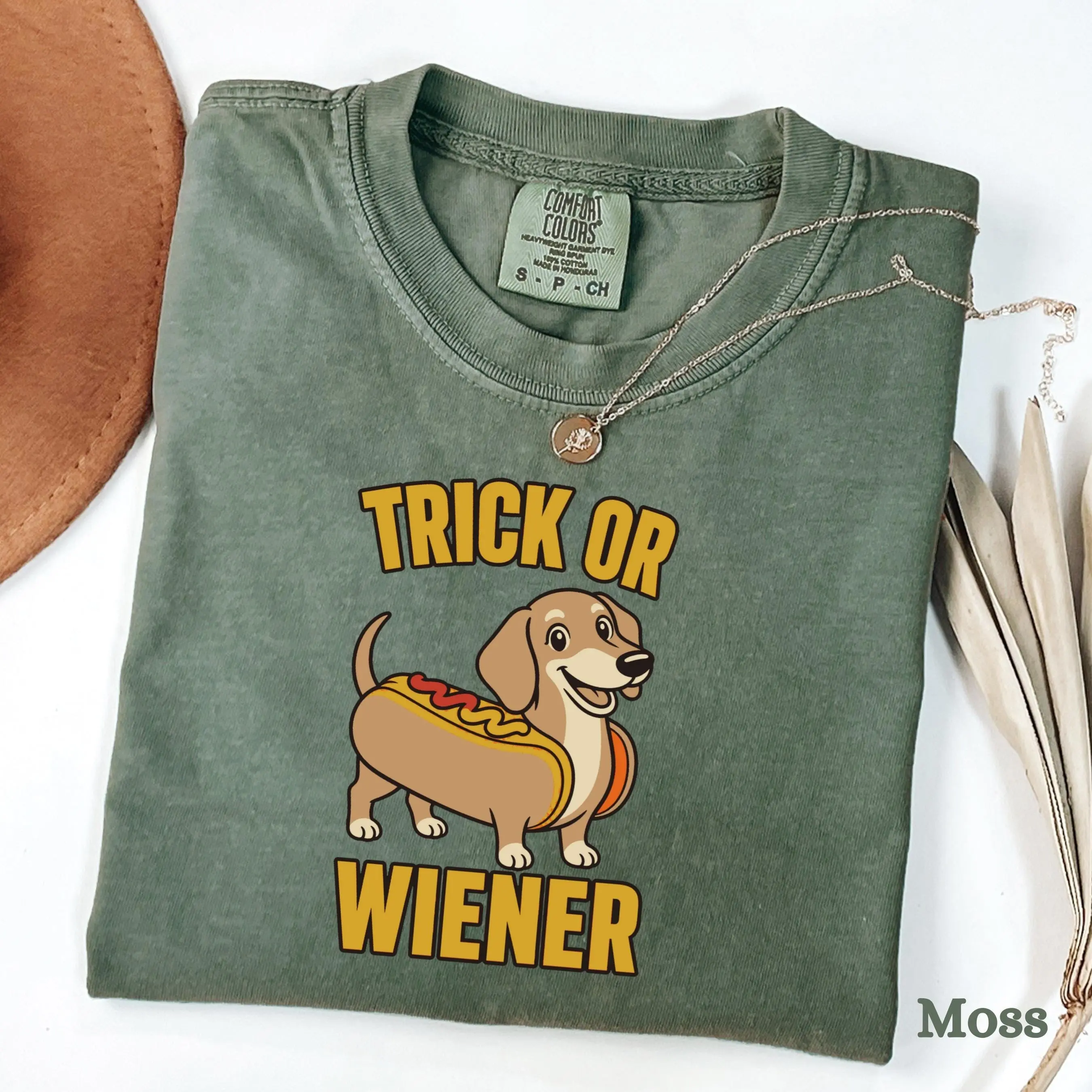 Comfort Colors Hot Dog Costume Dachshund Shirt, Funny Wiener Halloween Trick Or Treat Pet Mom Tee