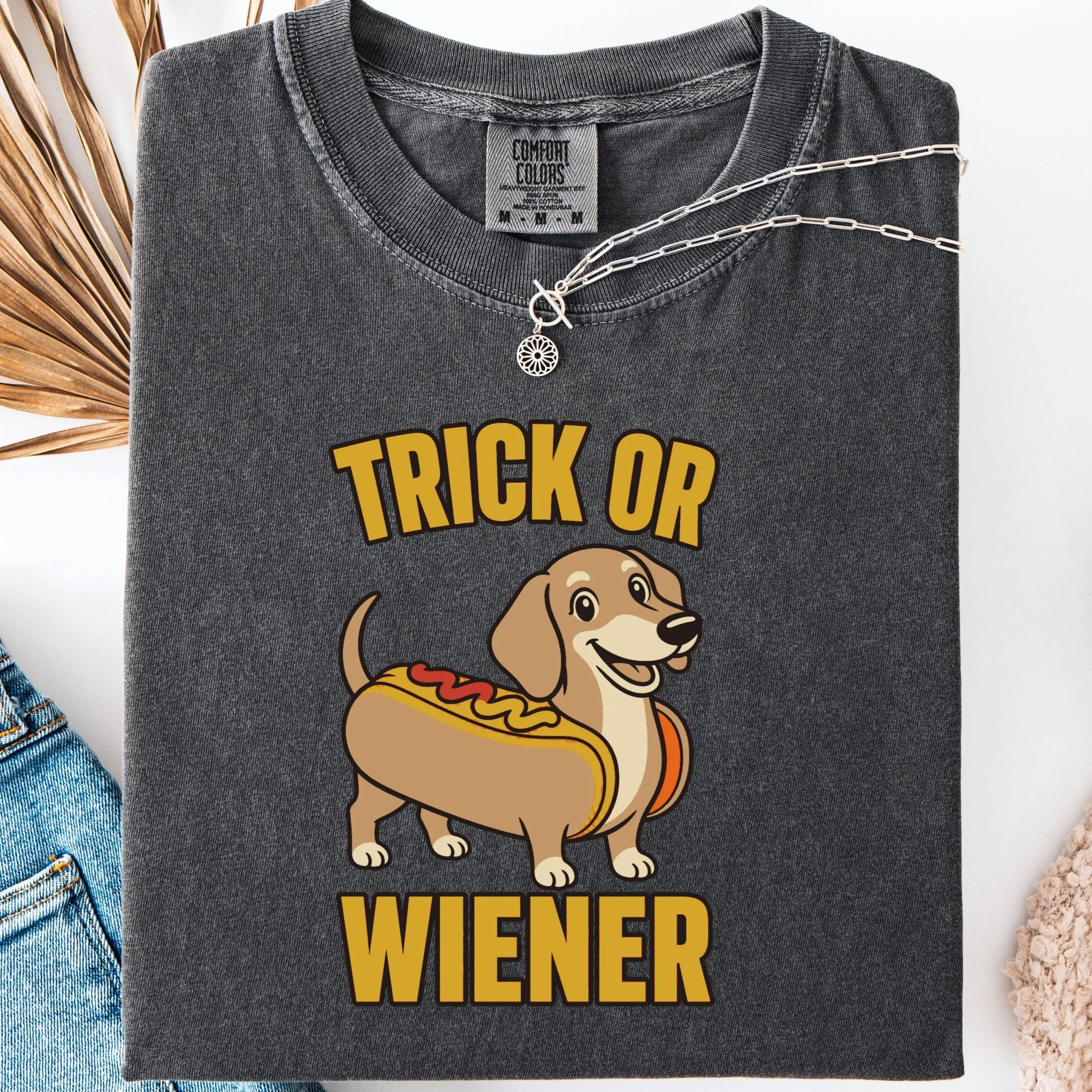Comfort Colors Hot Dog Costume Dachshund Shirt, Funny Wiener Halloween Trick Or Treat Pet Mom Tee - photo 4