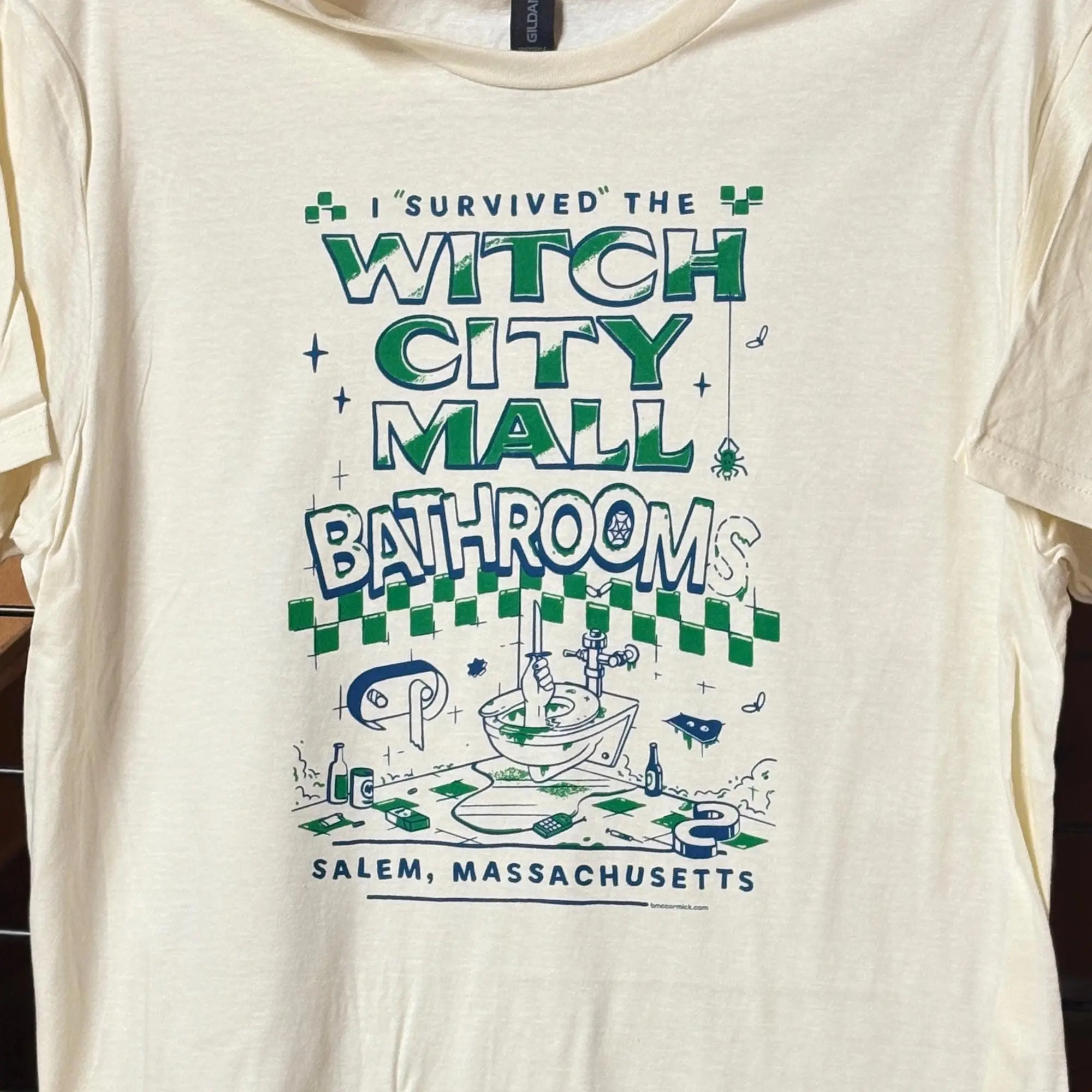 I Survived The Witch City Mall Bathrooms Unisex T-Shirt, Salem Massachusetts Graphic Tee, Retro 90s Goth Nostalgia Relaxed Fit Top