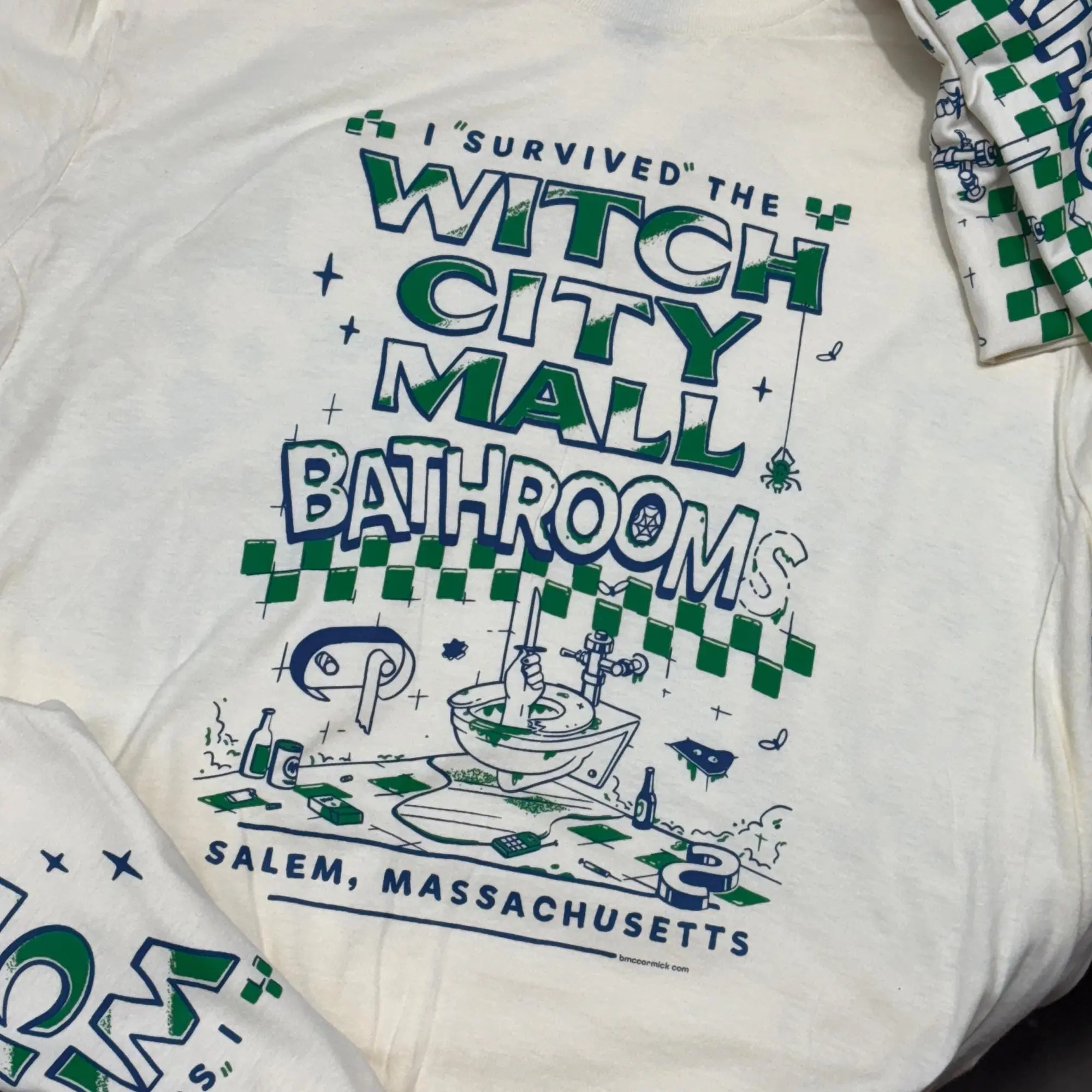 I Survived The Witch City Mall Bathrooms Unisex T-Shirt, Salem Massachusetts Graphic Tee, Retro 90s Goth Nostalgia Relaxed Fit Top - photo 2