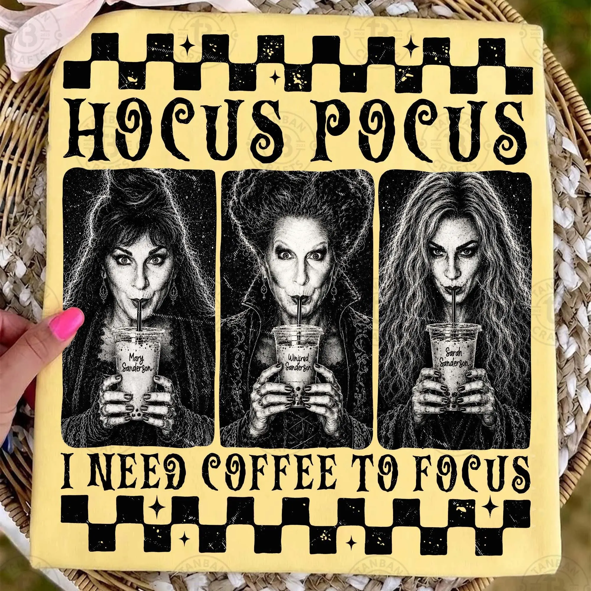 Comfort Colors Iced Coffee Halloween Characters T-Shirt, Need to Focus Bad Witches Vibes Graphic Tee - photo 3