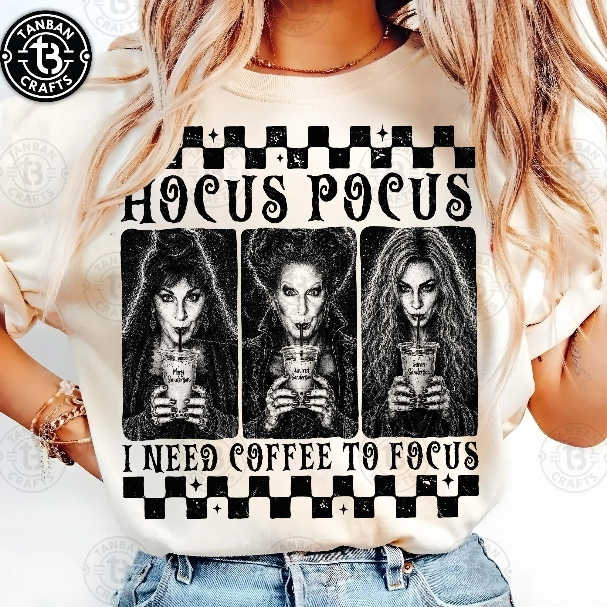 Comfort Colors Iced Coffee Halloween Characters T-Shirt, Need to Focus Bad Witches Vibes Graphic Tee - photo 5