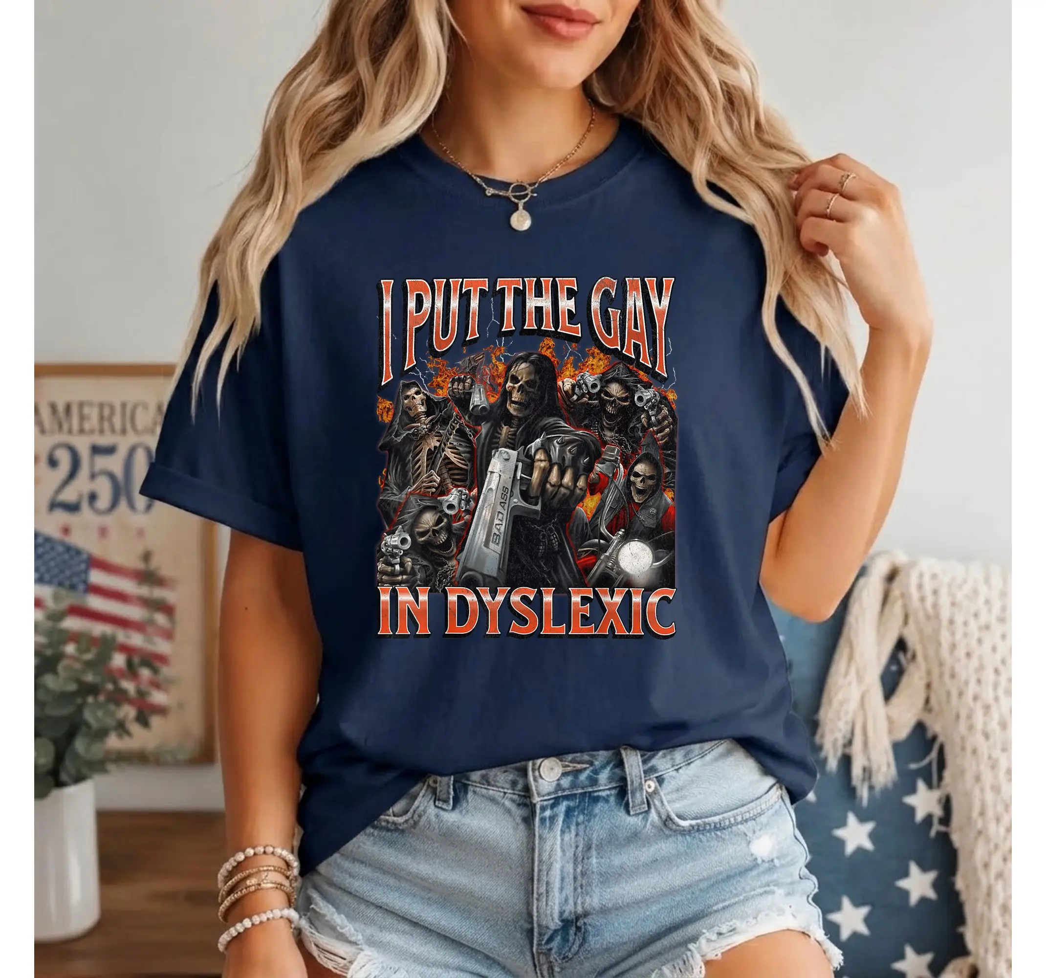 Ironic Skeleton Meme Shirt, Vintage Bootleg Funny LGBTQ Dyslexia Humor Y2K Graphic Tee