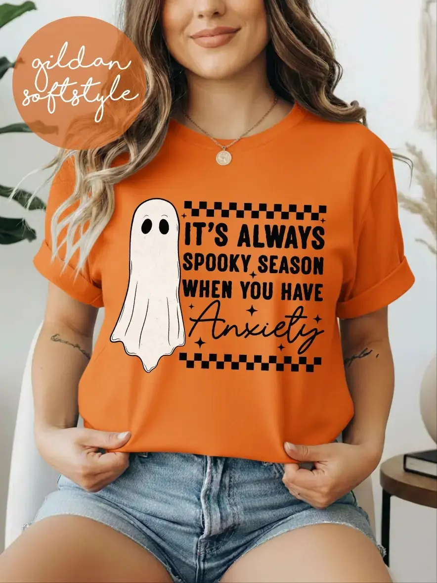 It's Always Spooky Season When You Have Anxiety Shirt, Unisex Short Sleeve Softstyle Graphic Tee