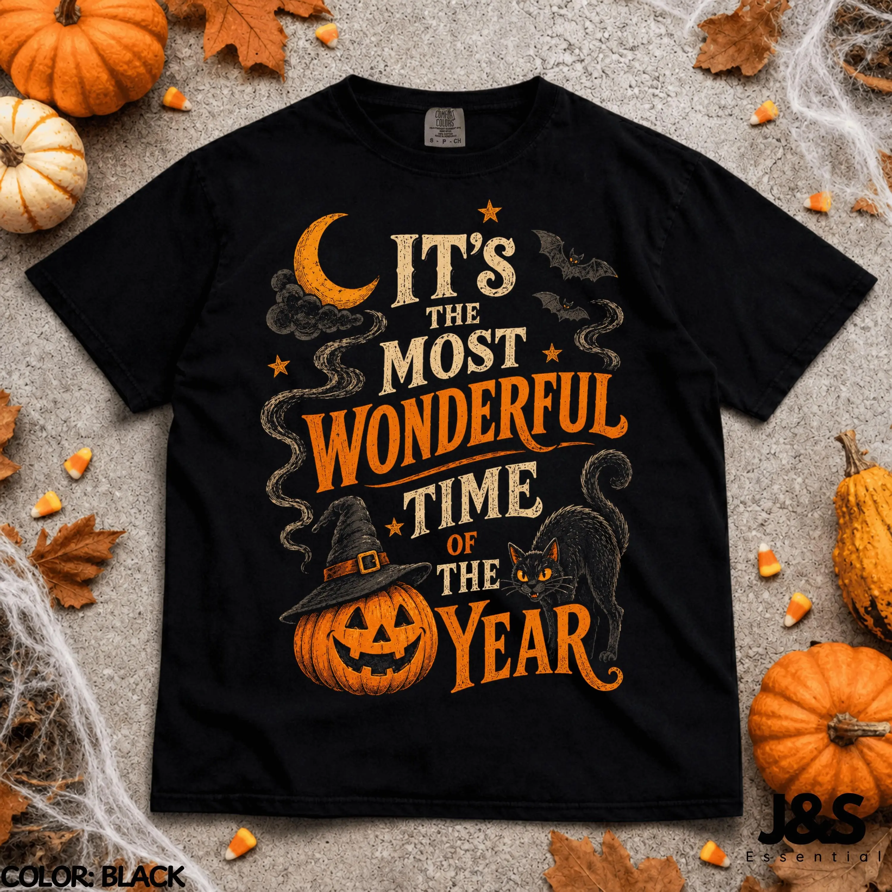 It's The Most Wonderful Time Of The Year Halloween Shirt, Spooky Season Pumpkin Ghost Tee, Vintage Witchy Fall Gift - photo 2