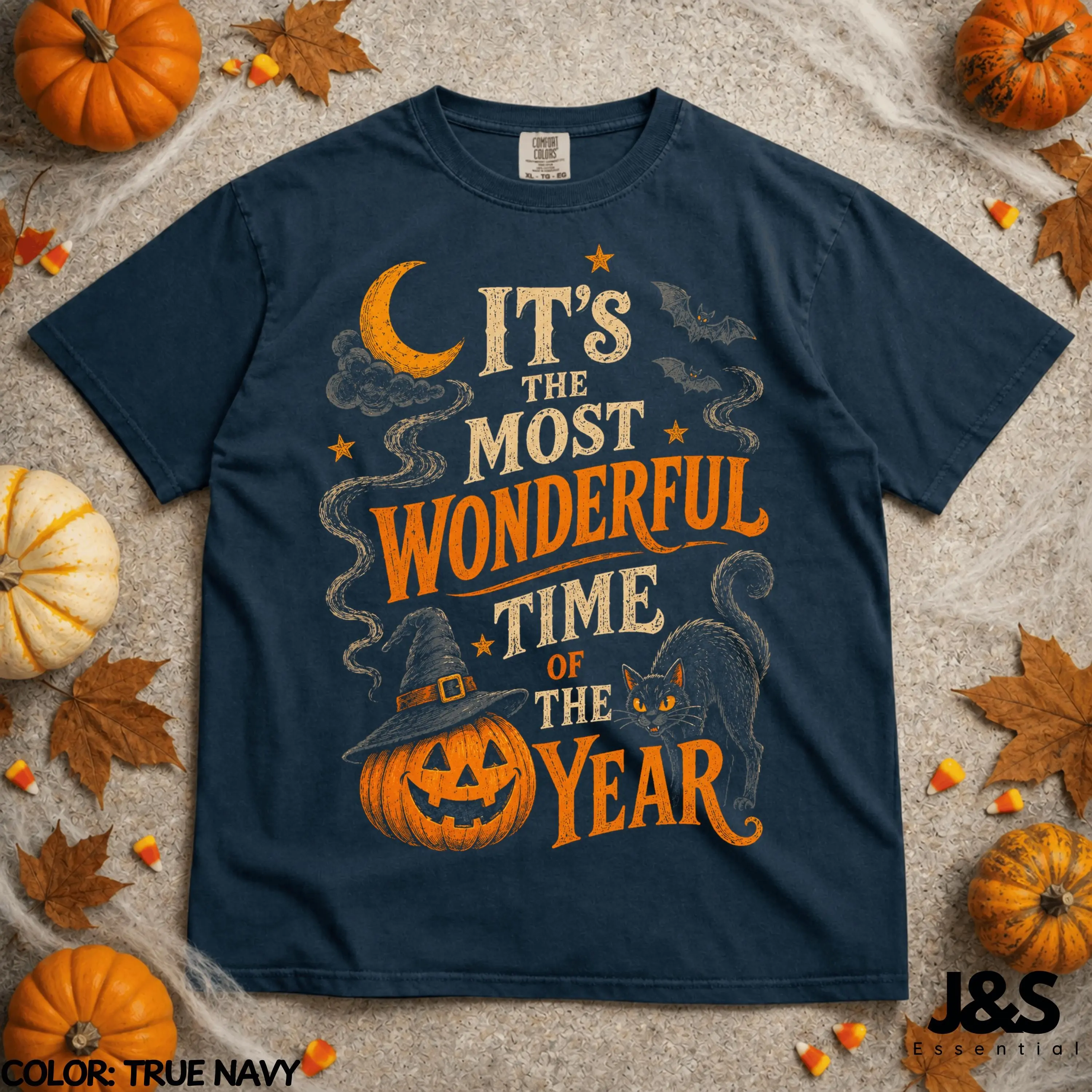It's The Most Wonderful Time Of The Year Halloween Shirt, Spooky Season Pumpkin Ghost Tee, Vintage Witchy Fall Gift - photo 3