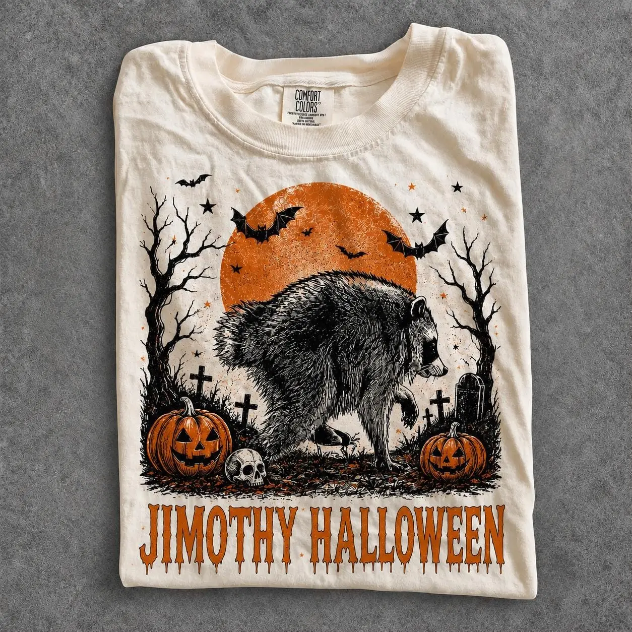 Comfort Colors Jimothy Raccoon Halloween Shirt, Seattle Short Spine Viral Meme Tee, Funny Trash Panda Graphic Top - photo 2