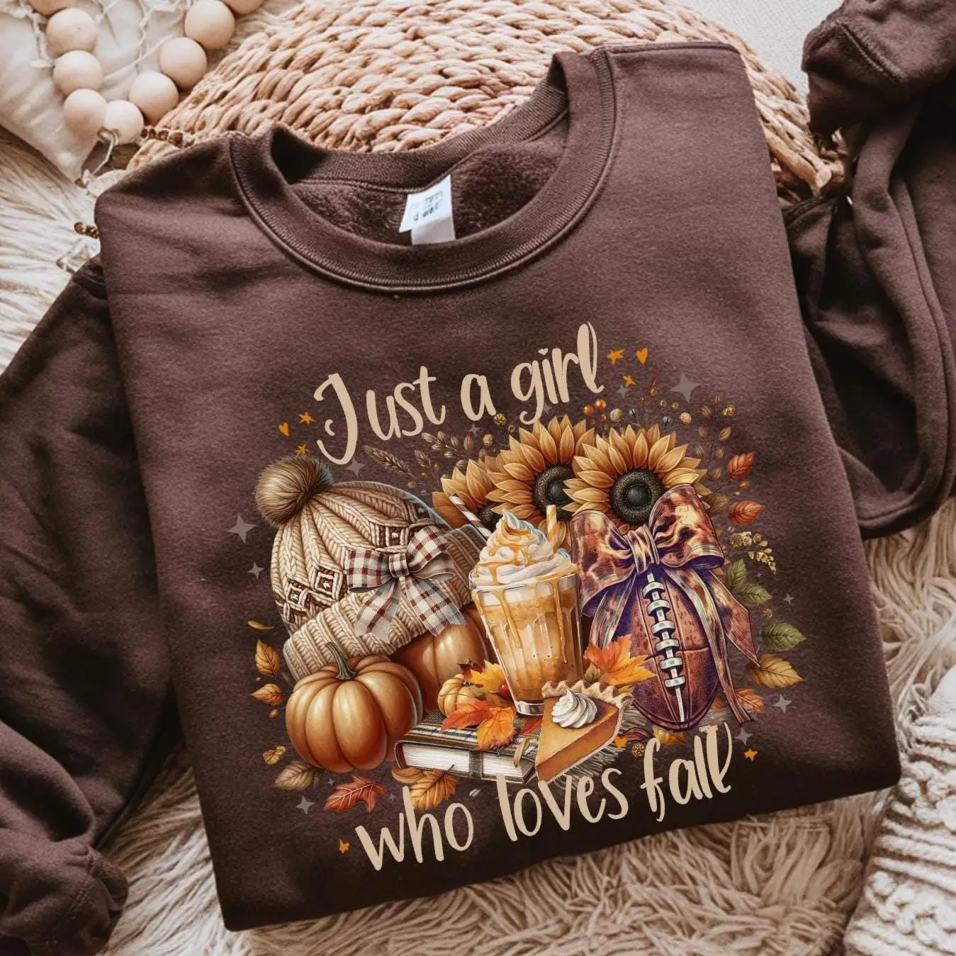 Just a Girl Who Loves Fall Sweatshirt, Cozy Autumn Season Graphic Tee, Cute Thanksgiving Sweater Gift