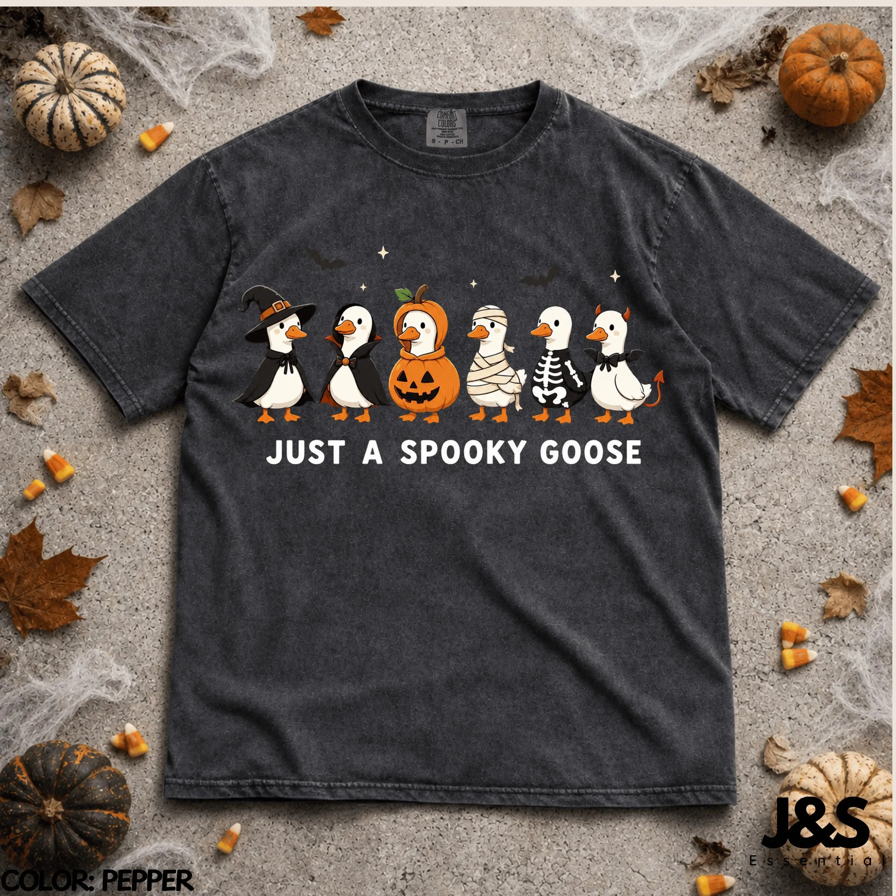 Just A Spooky Goose Halloween Shirt, Cute Costume Tee, Funny Trick Or Treat Fall Vintage Lover Gift