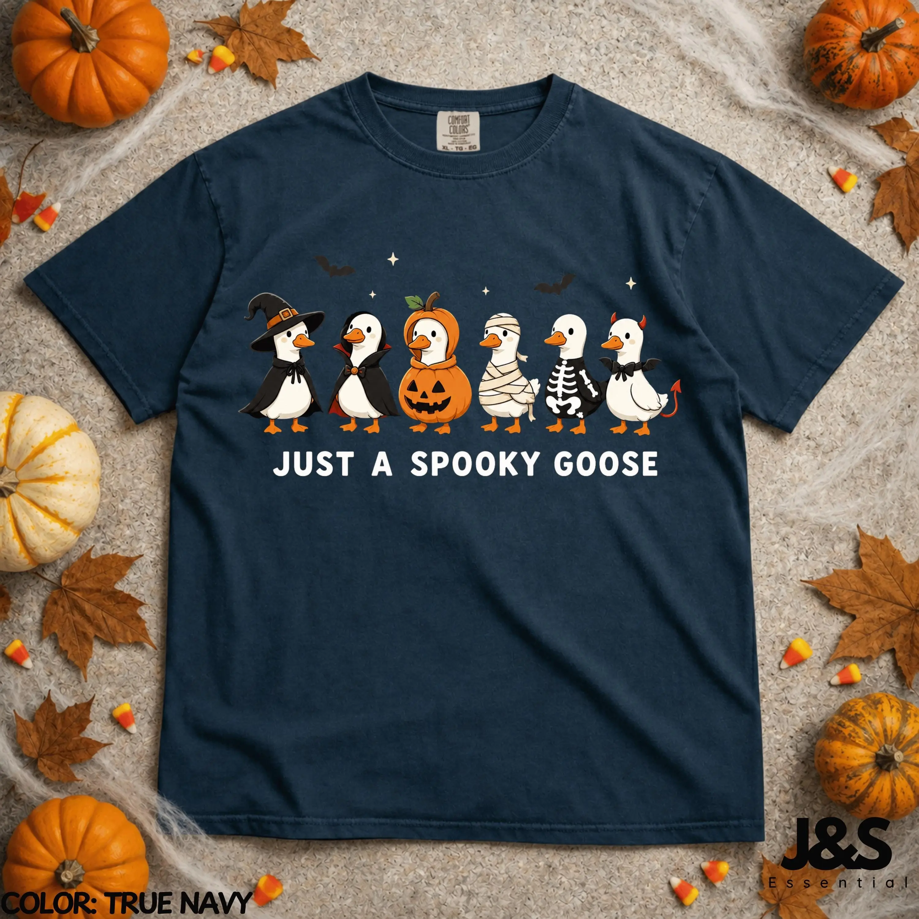 Just A Spooky Goose Halloween Shirt, Cute Costume Tee, Funny Trick Or Treat Fall Vintage Lover Gift - photo 3