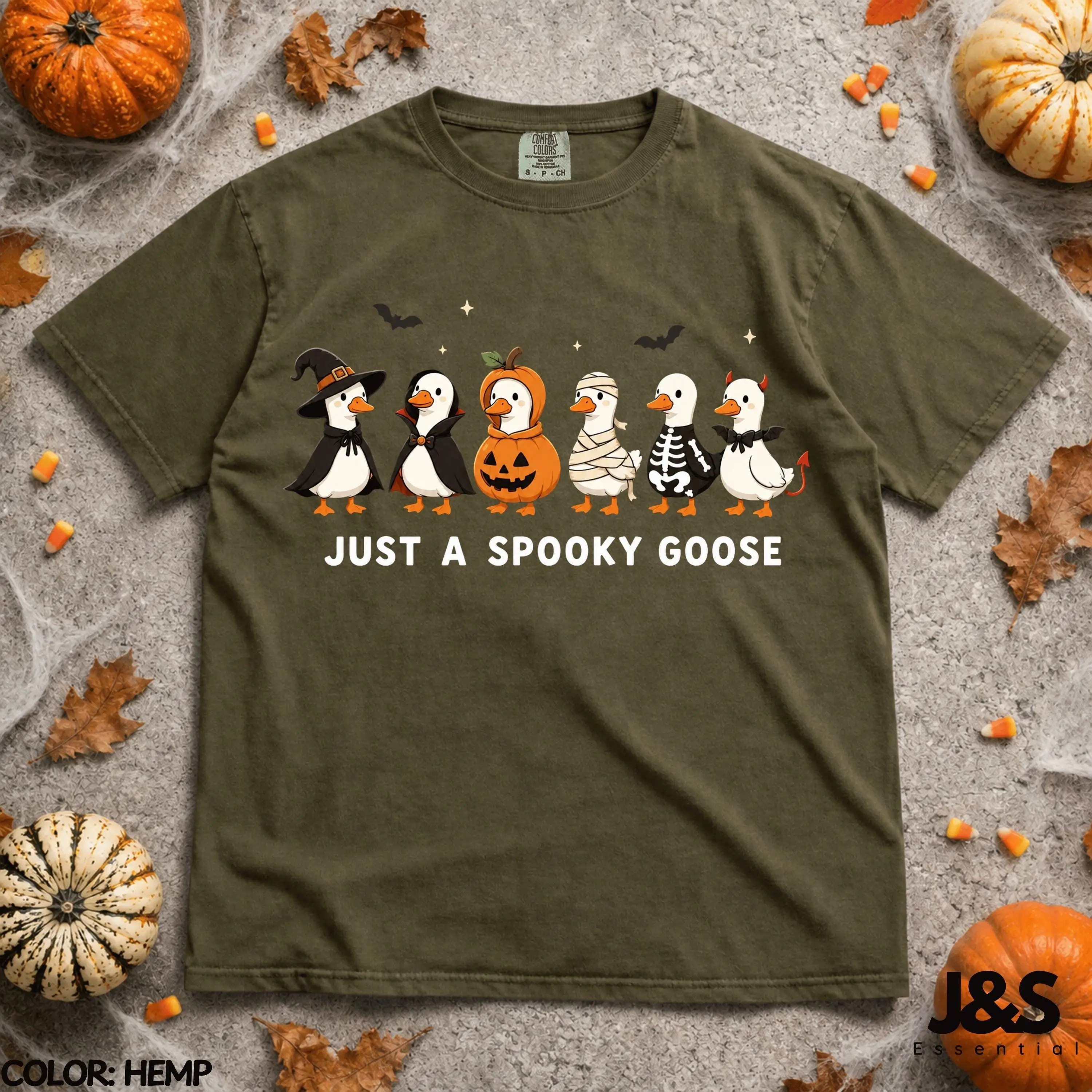 Just A Spooky Goose Halloween Shirt, Cute Costume Tee, Funny Trick Or Treat Fall Vintage Lover Gift - photo 4