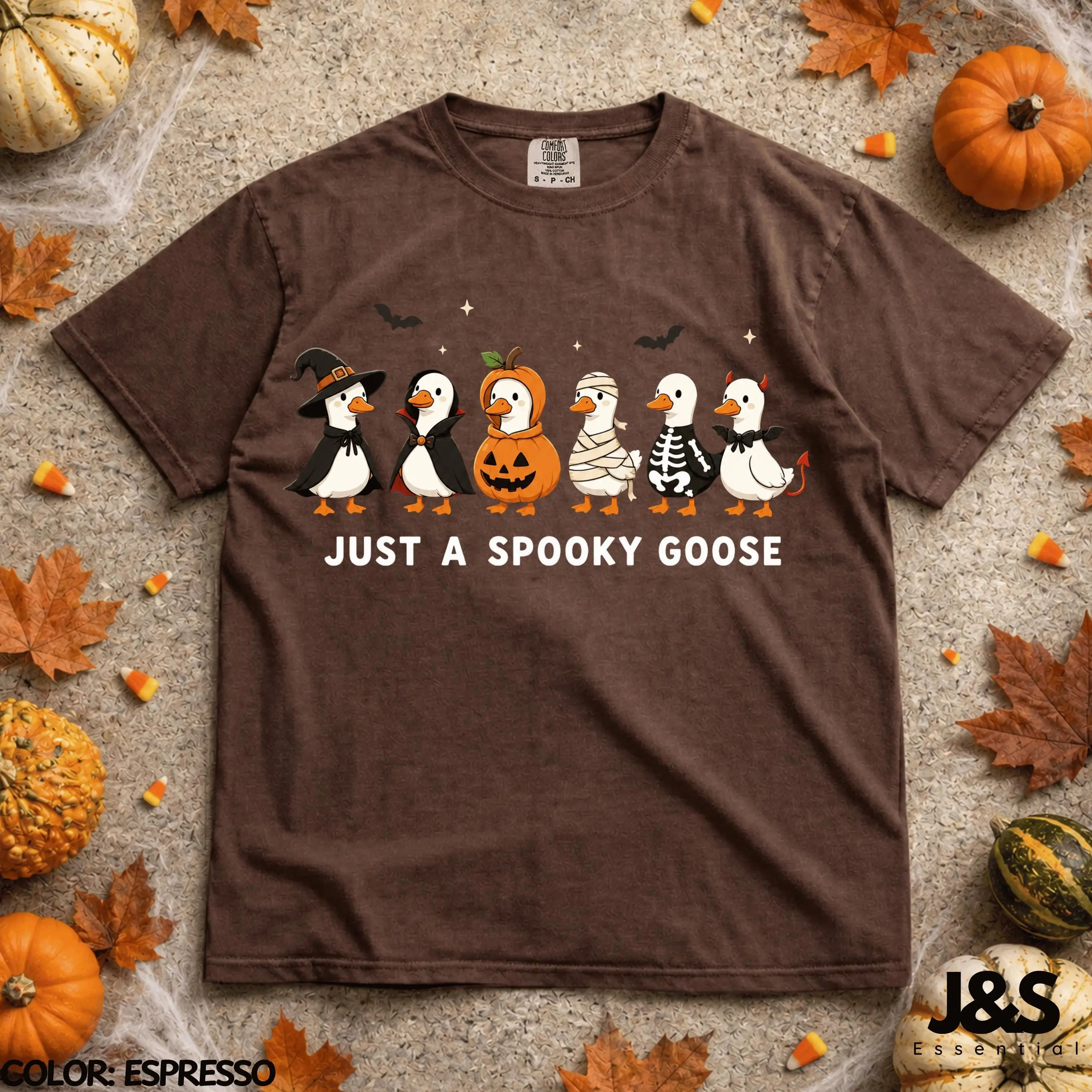 Just A Spooky Goose Halloween Shirt, Cute Costume Tee, Funny Trick Or Treat Fall Vintage Lover Gift - photo 5