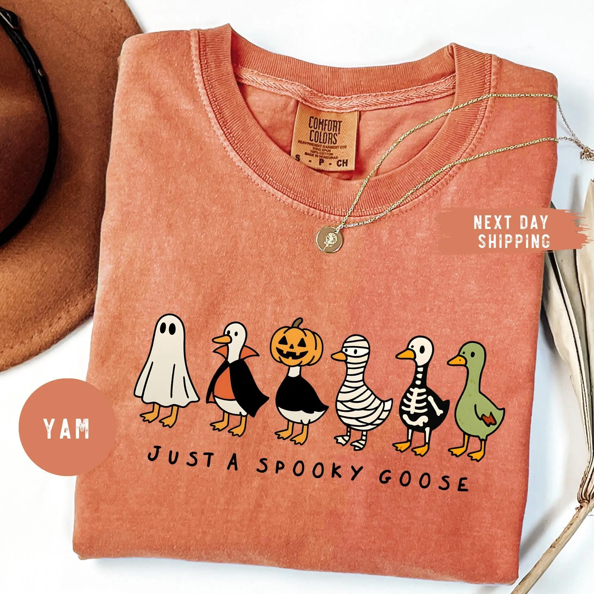 Comfort Colors Just A Spooky Goose Shirt, Funny Halloween Costume Tee, Cute Horror Graphic Top for Women and Men