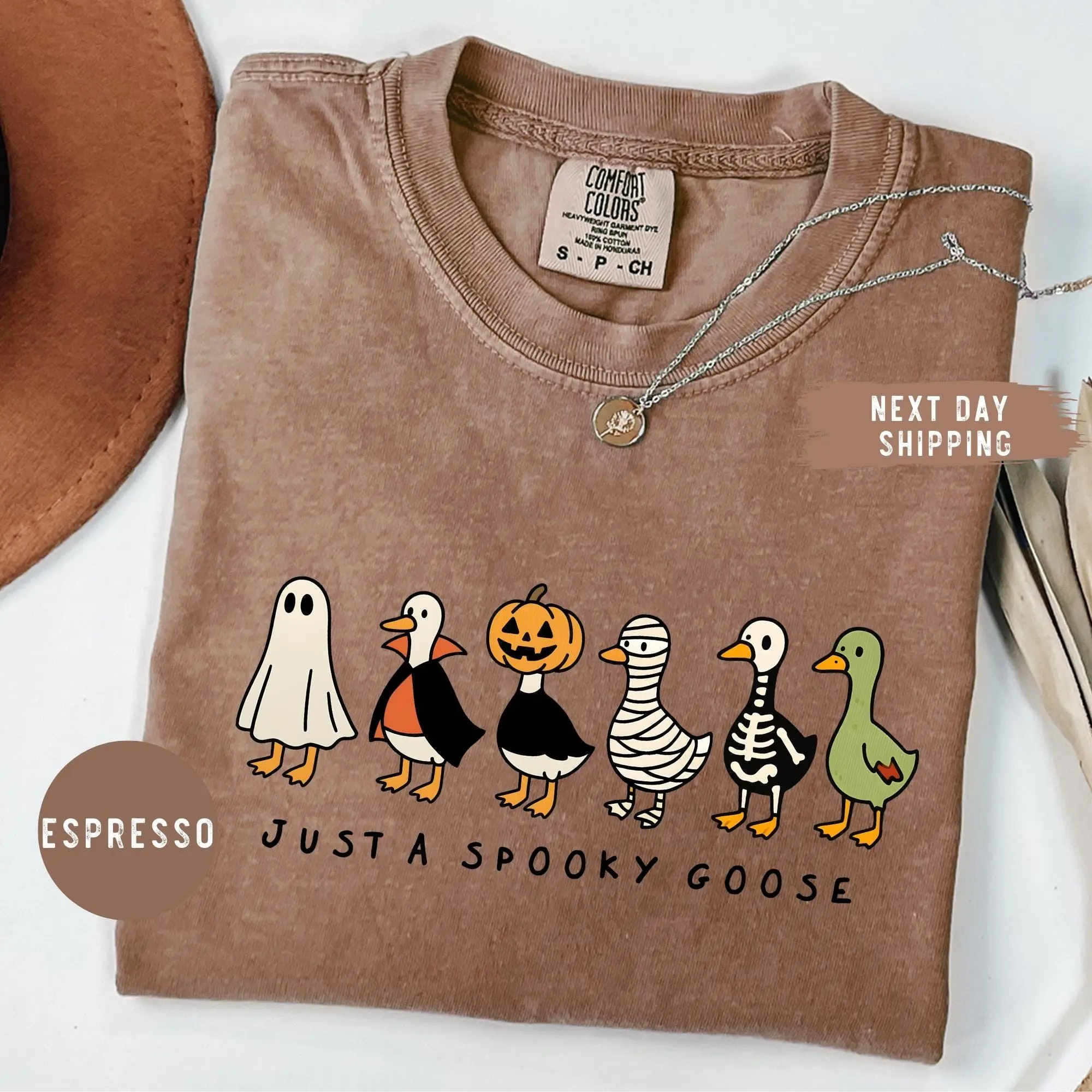 Comfort Colors Just A Spooky Goose Shirt, Funny Halloween Costume Tee, Cute Horror Graphic Top for Women and Men - photo 2