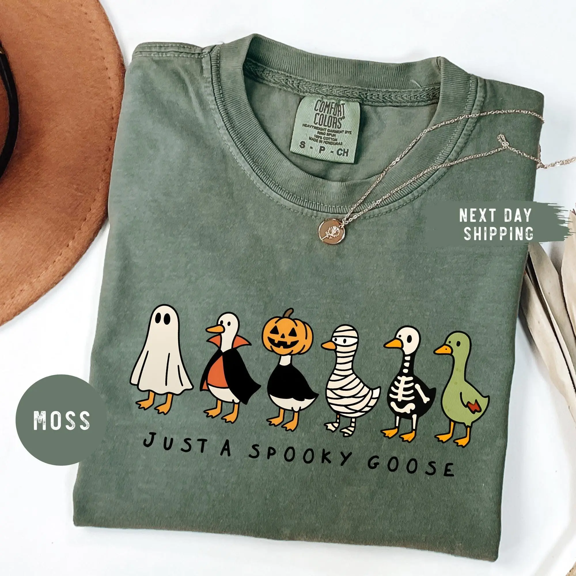 Comfort Colors Just A Spooky Goose Shirt, Funny Halloween Costume Tee, Cute Horror Graphic Top for Women and Men - photo 5