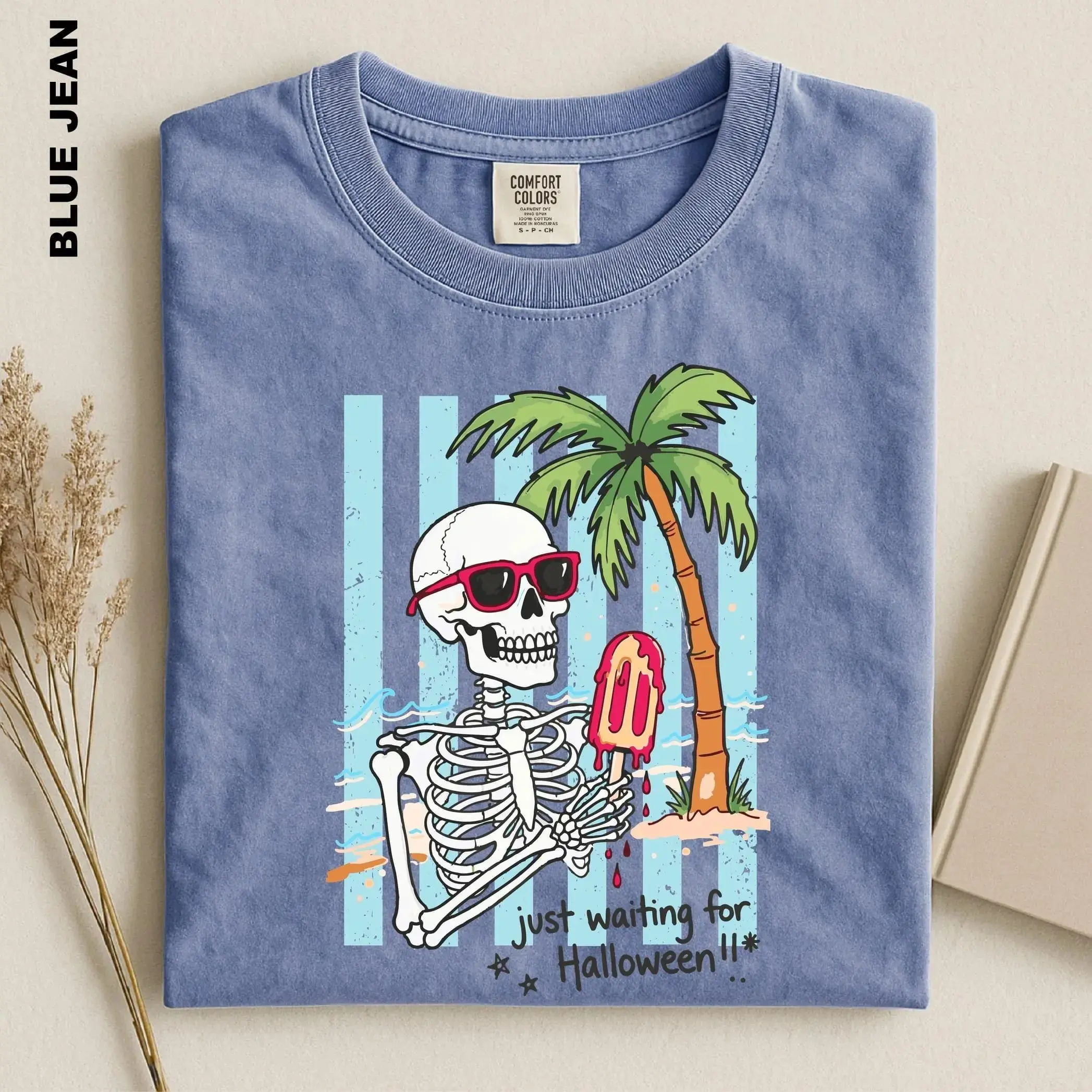 Just Waiting for Halloween Shirt, Funny Skeleton Graphic Spooky Season Tee for Women - photo 4