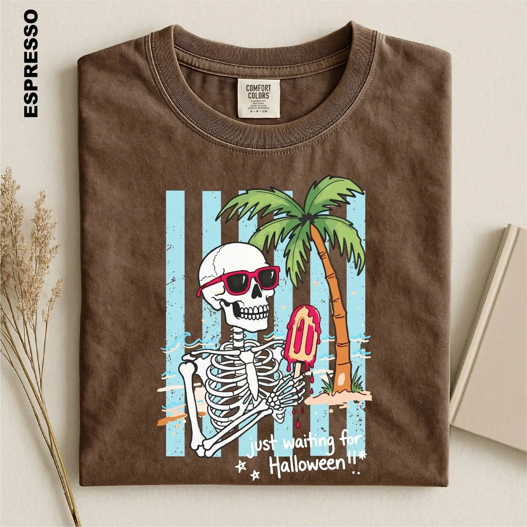 Just Waiting for Halloween Shirt, Funny Skeleton Graphic Spooky Season Tee for Women - photo 5