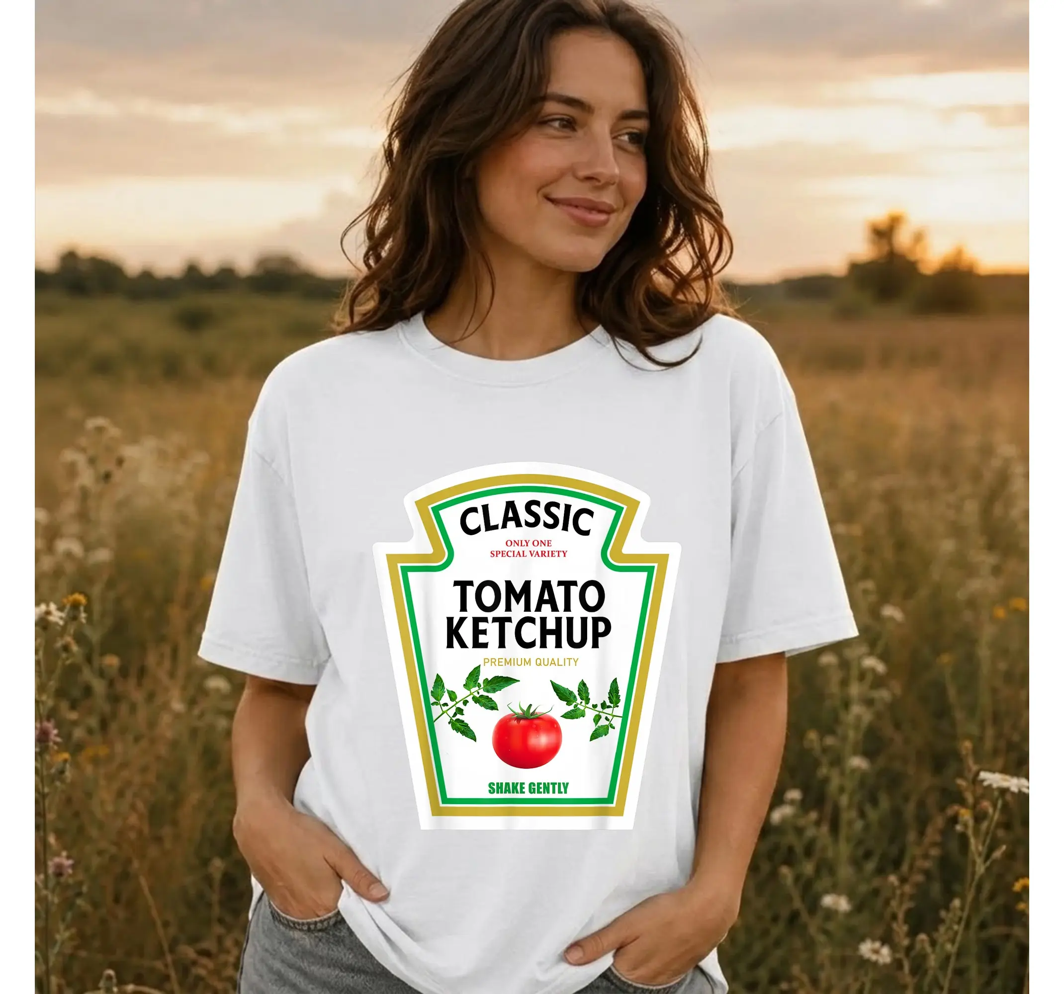 Ketchup Costume Shirt, Funny Easy Matching Couples Group Halloween Outfit Tee - photo 2