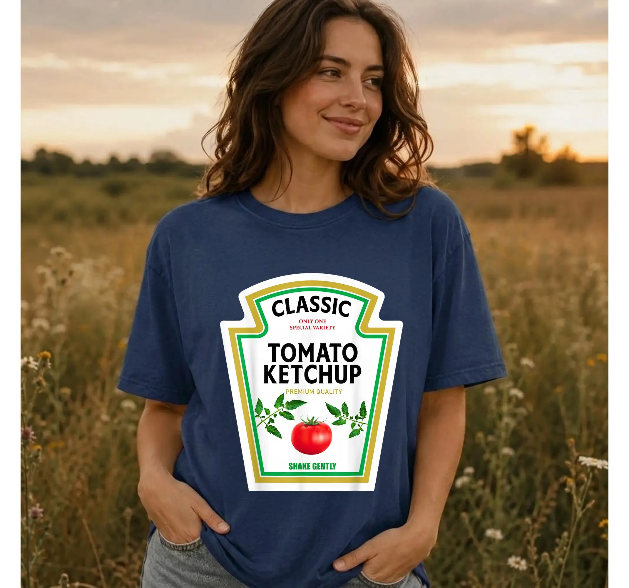 Ketchup Costume Shirt, Funny Easy Matching Couples Group Halloween Outfit Tee - photo 3