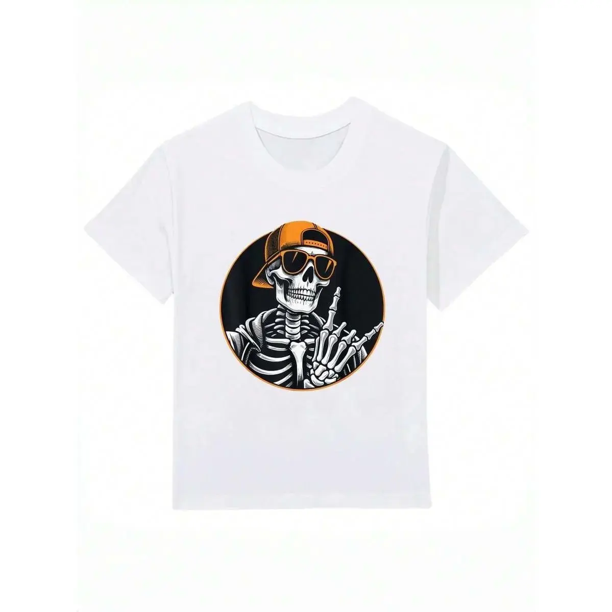 Kids Halloween Skeleton Rock Hand Cartoon Sweatshirt, Rocker Music Graphic Crewneck for Boys and Girls