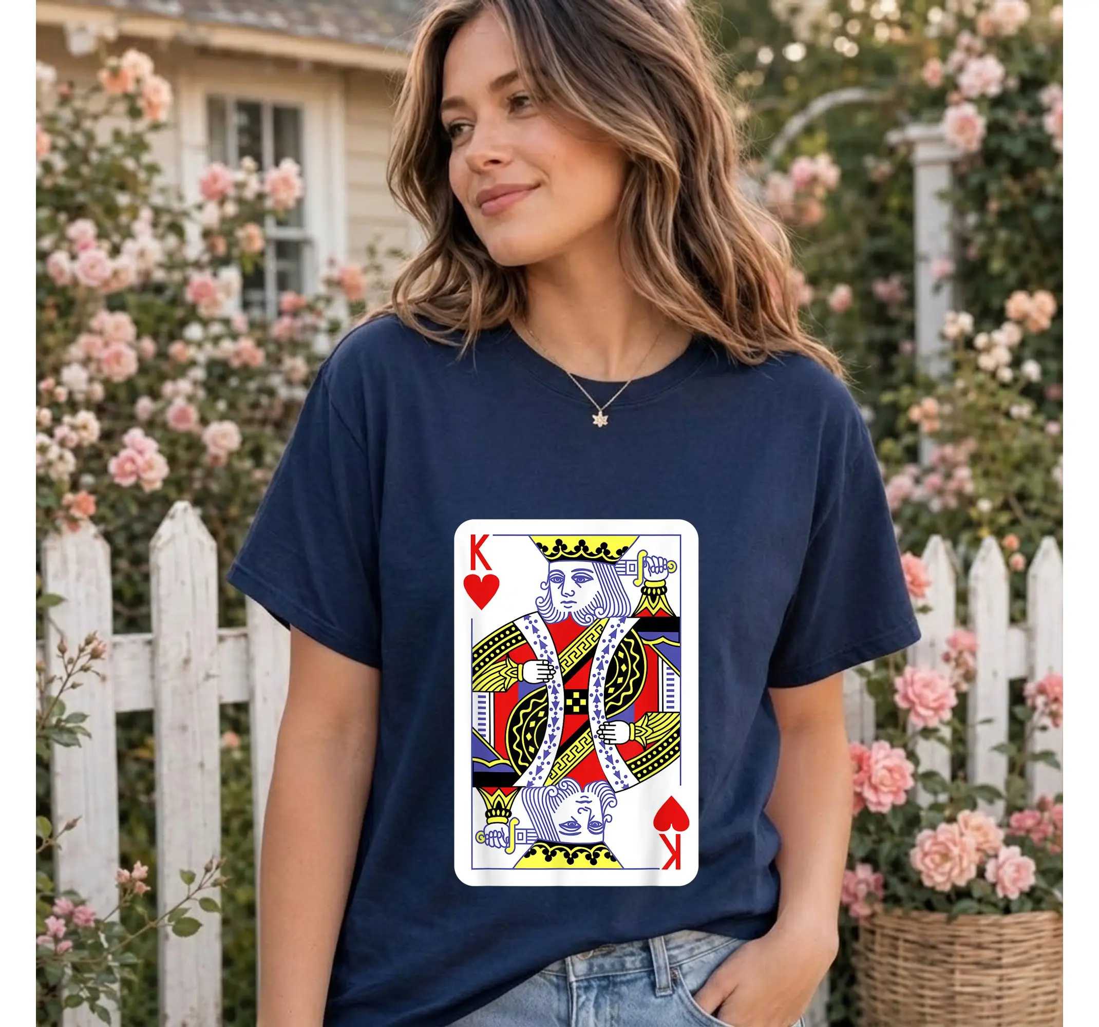 King of Hearts Shirt, Easy Playing Card Halloween Costume Casino Poker Tee - photo 3