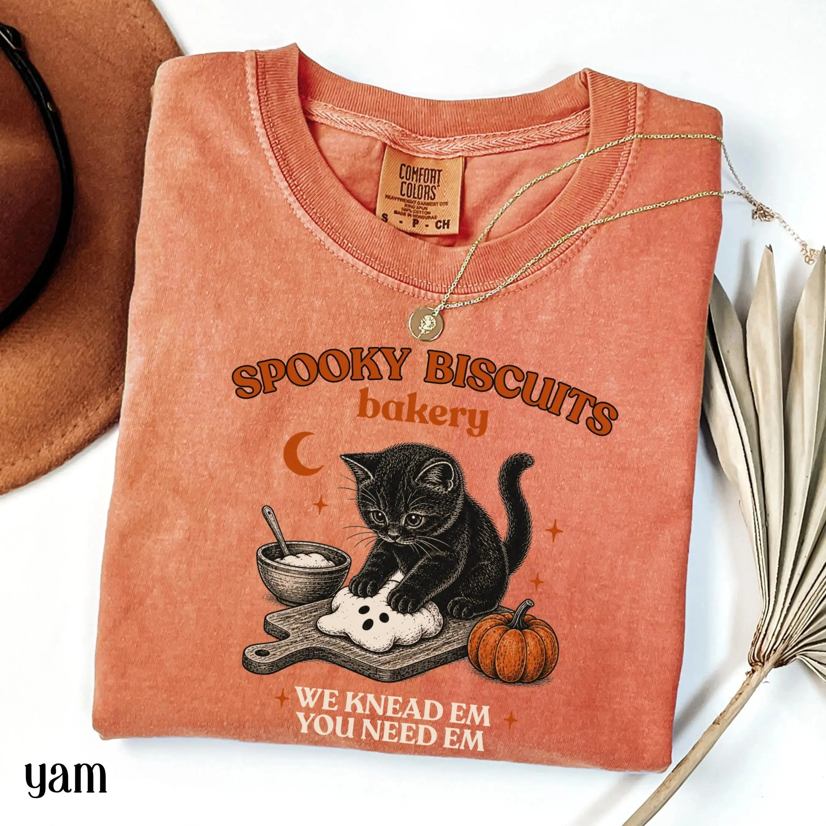 Comfort Colors Kitty Biscuits Shirt, Black Cat Vintage Baking Pumpkin Spooky Season Halloween Fall Tee - photo 4