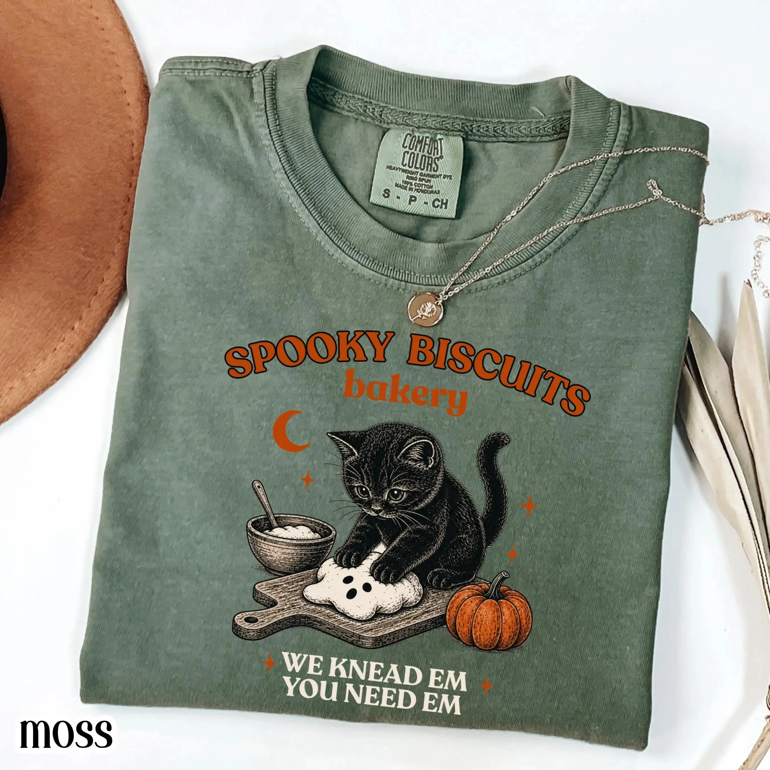 Comfort Colors Kitty Biscuits Shirt, Black Cat Vintage Baking Pumpkin Spooky Season Halloween Fall Tee - photo 5