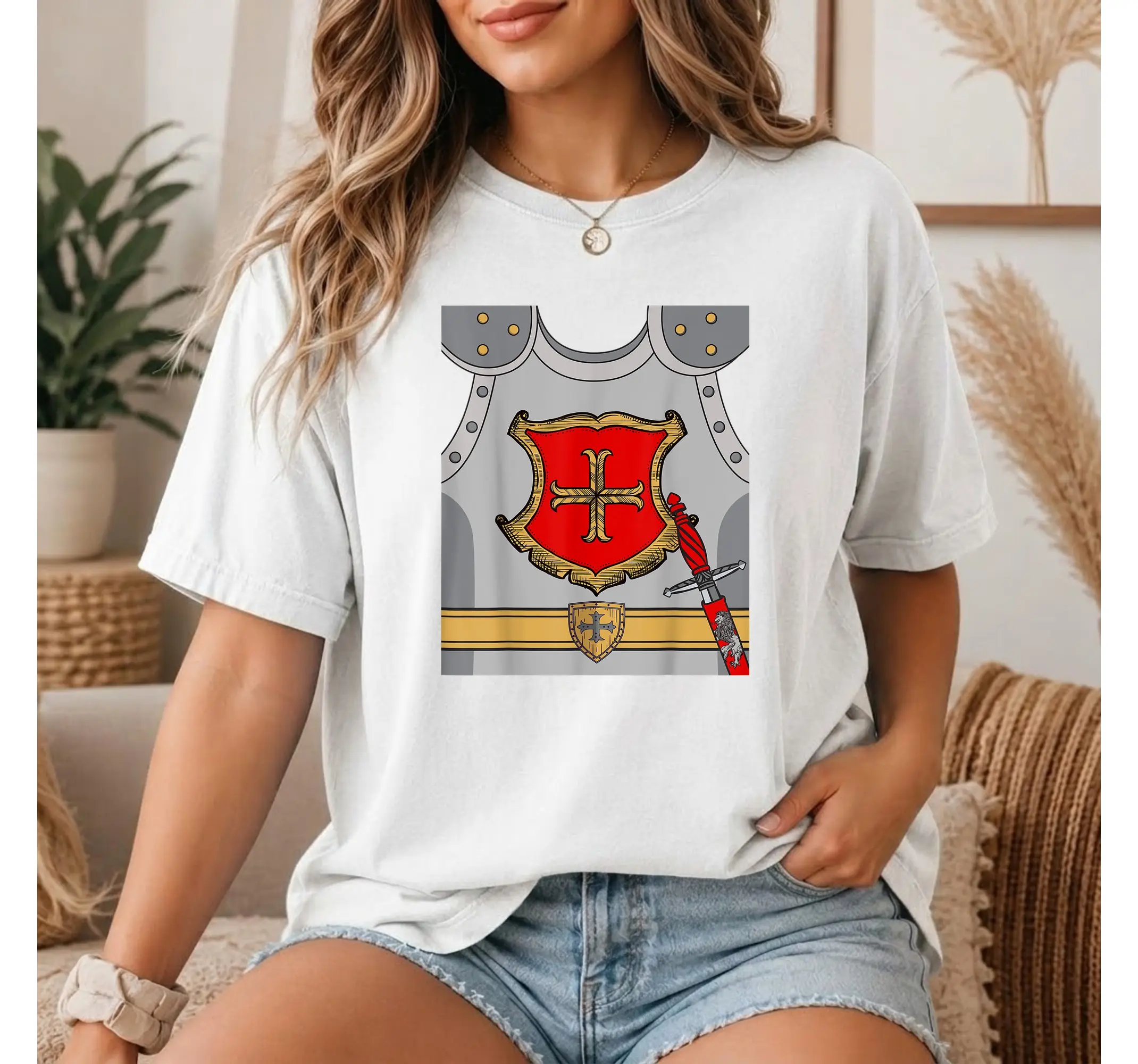 Knight Armor Costume Shirt, Easy DIY Medieval Halloween Party Graphic Tee