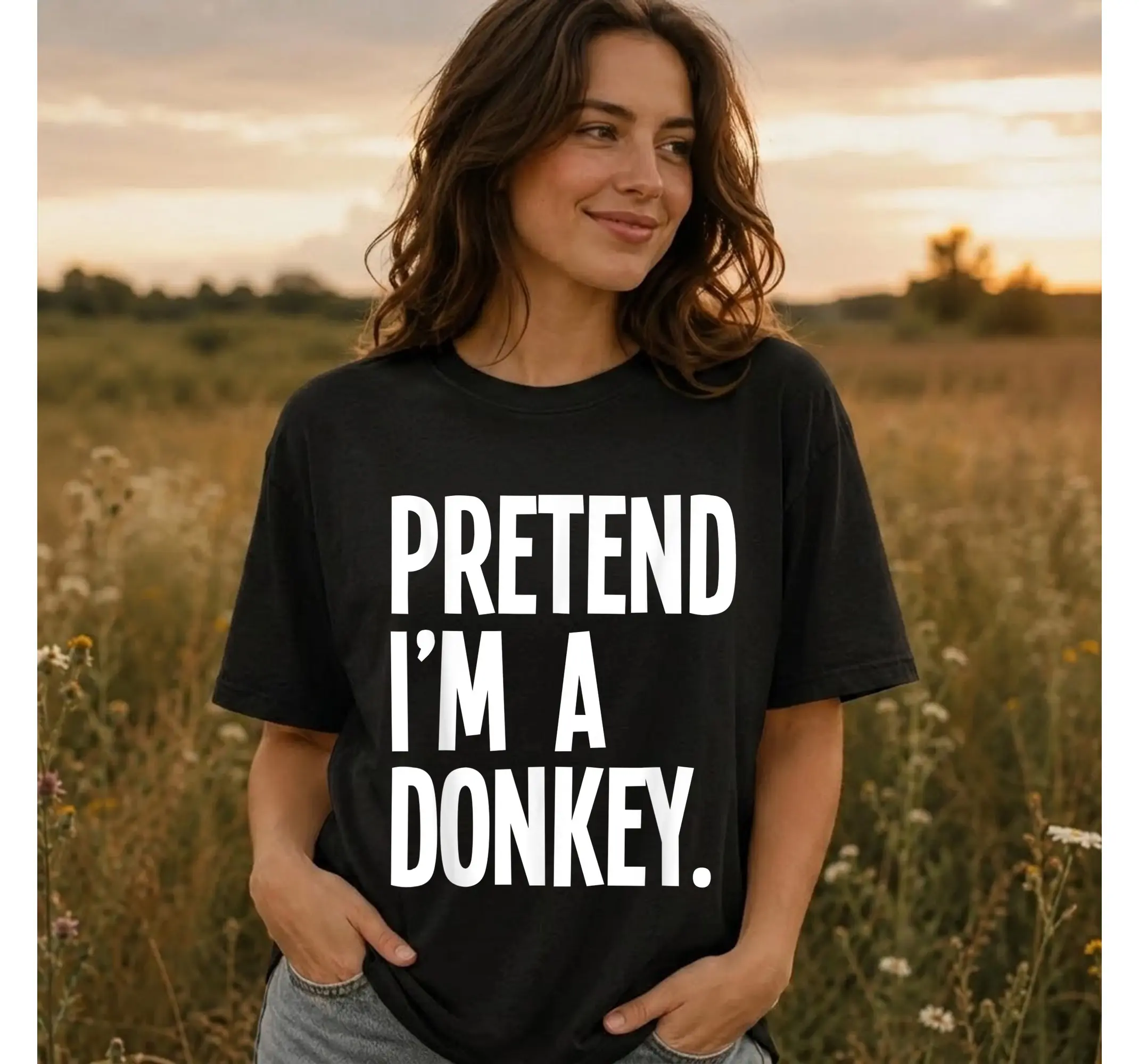 Lazy Donkey Costume Shirt, Funny Easy Halloween Animal Party Graphic Tee