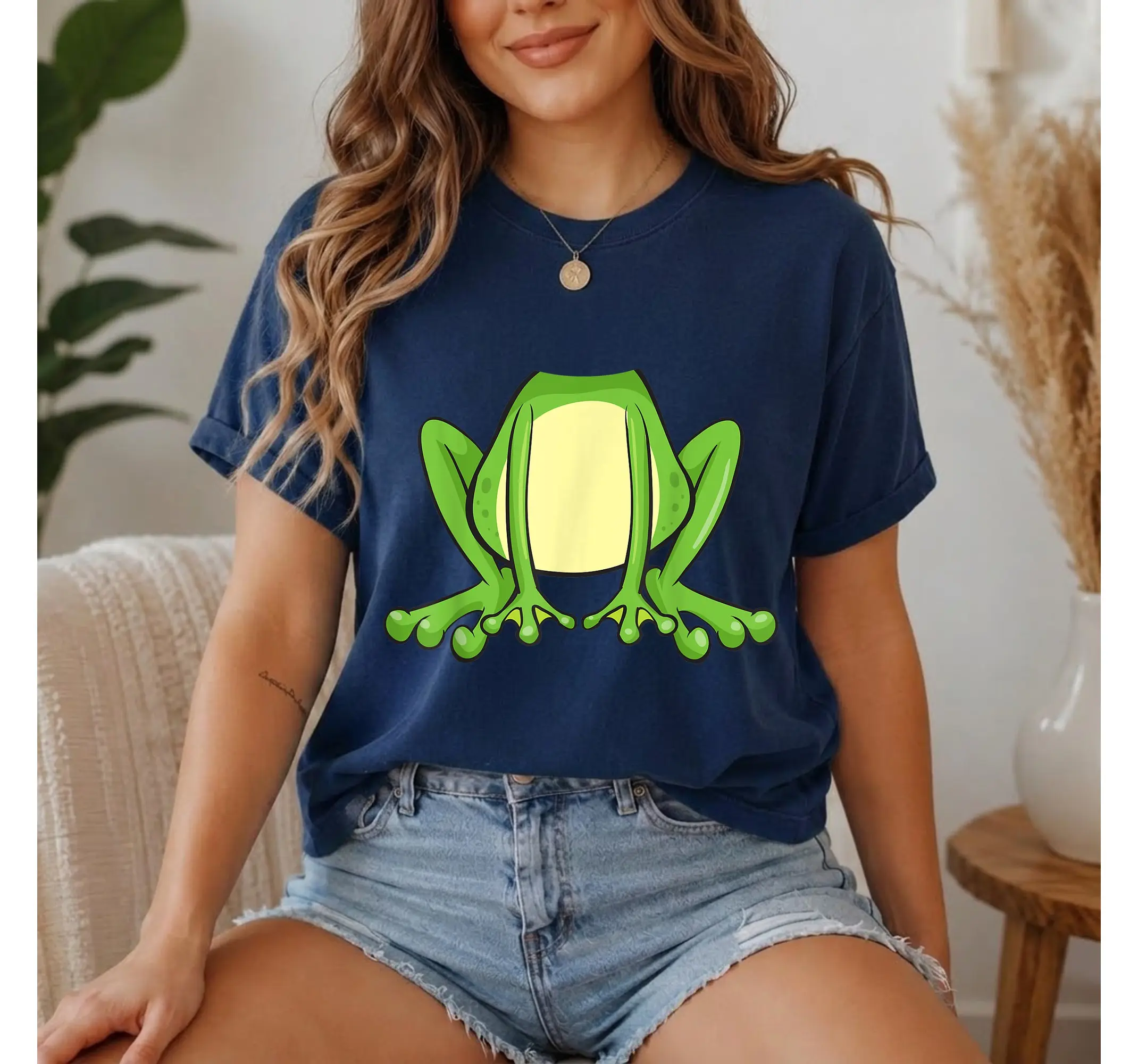 Lazy Frog Costume Shirt, Easy Halloween Outfit Funny Cute Toad Amphibian Graphic Tee - photo 2