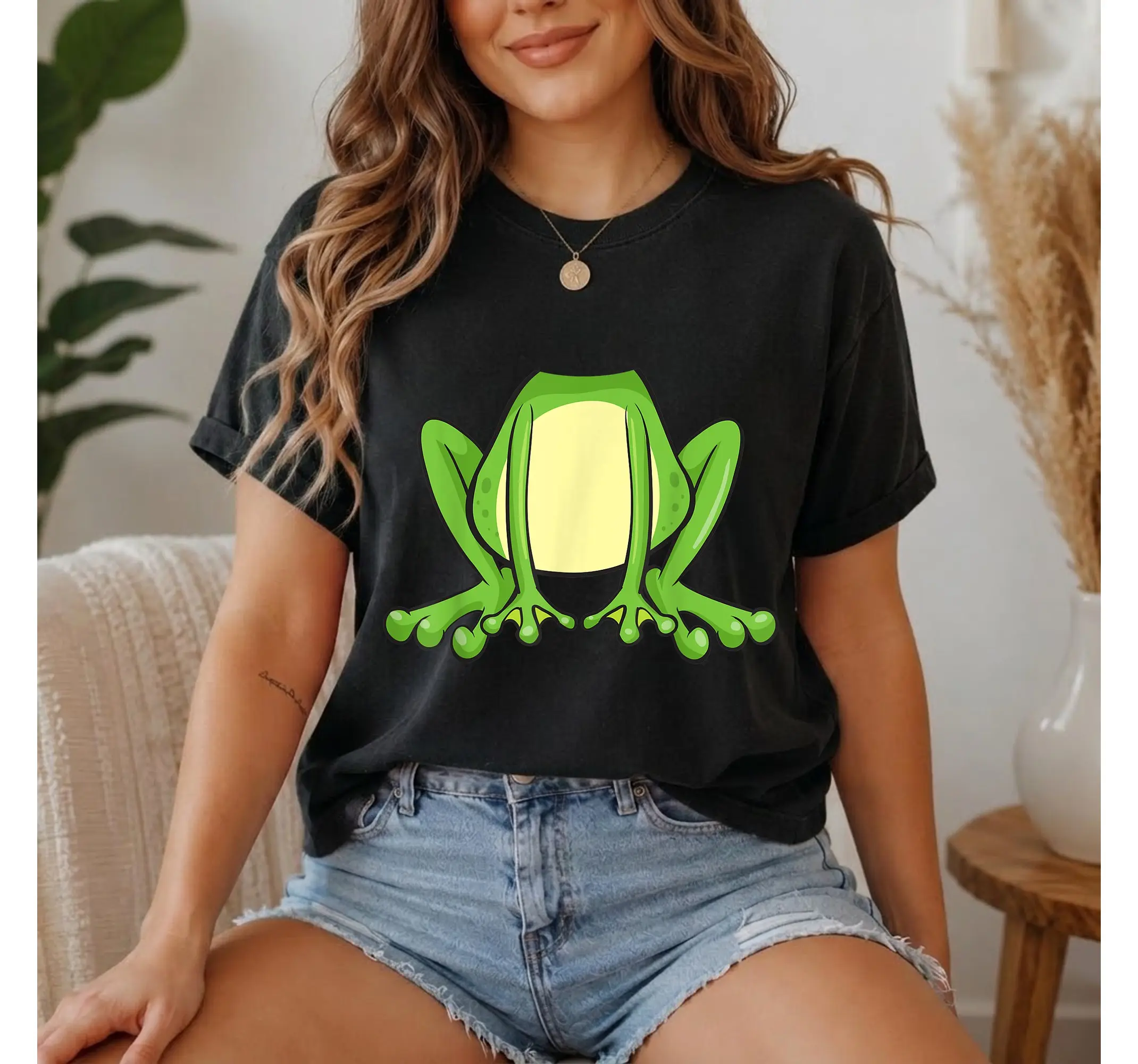 Lazy Frog Costume Shirt, Easy Halloween Outfit Funny Cute Toad Amphibian Graphic Tee - photo 3