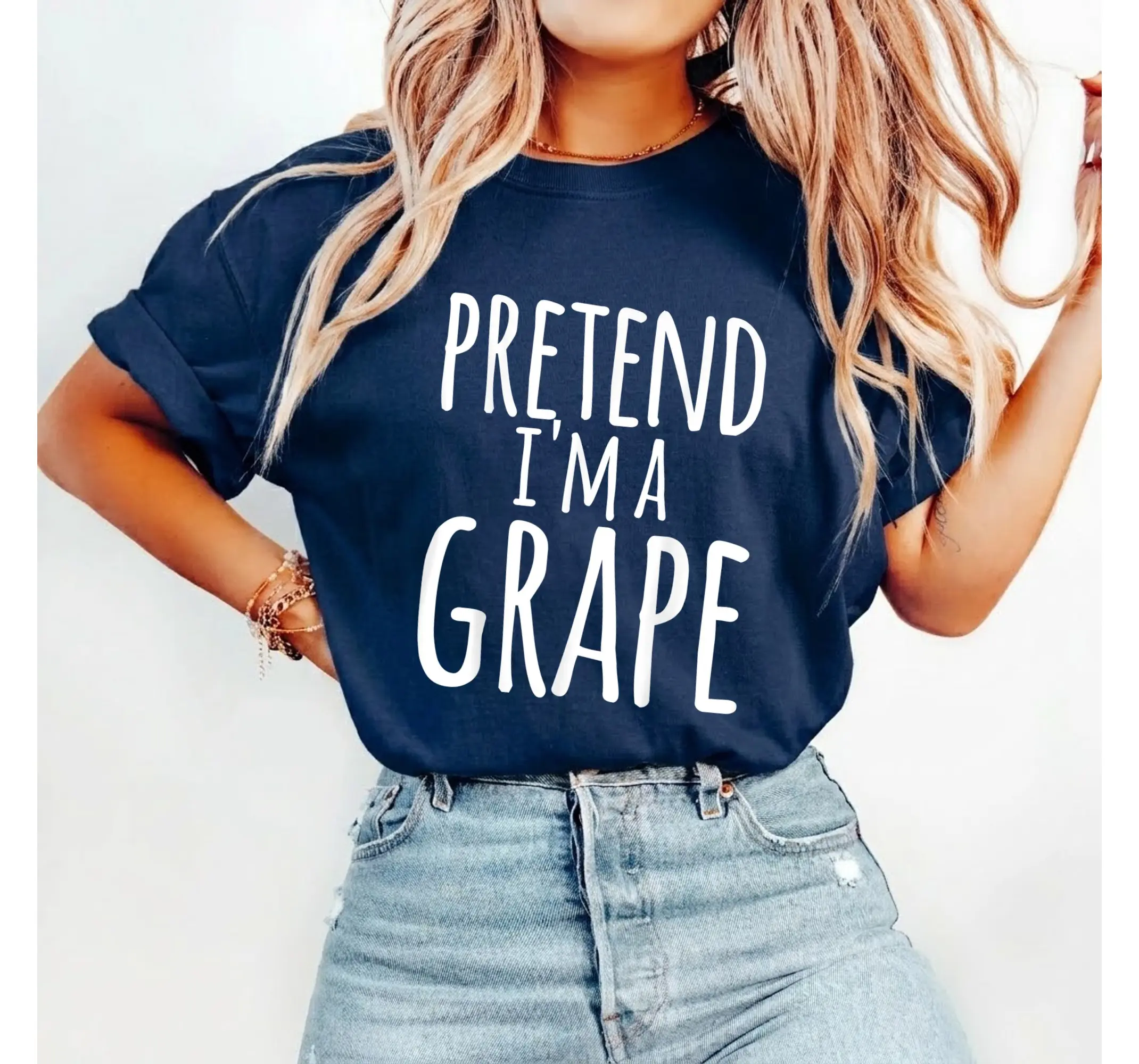 Lazy Grape Costume Shirt, Funny Easy Quick Halloween Outfit Humorous Graphic Tee - photo 4