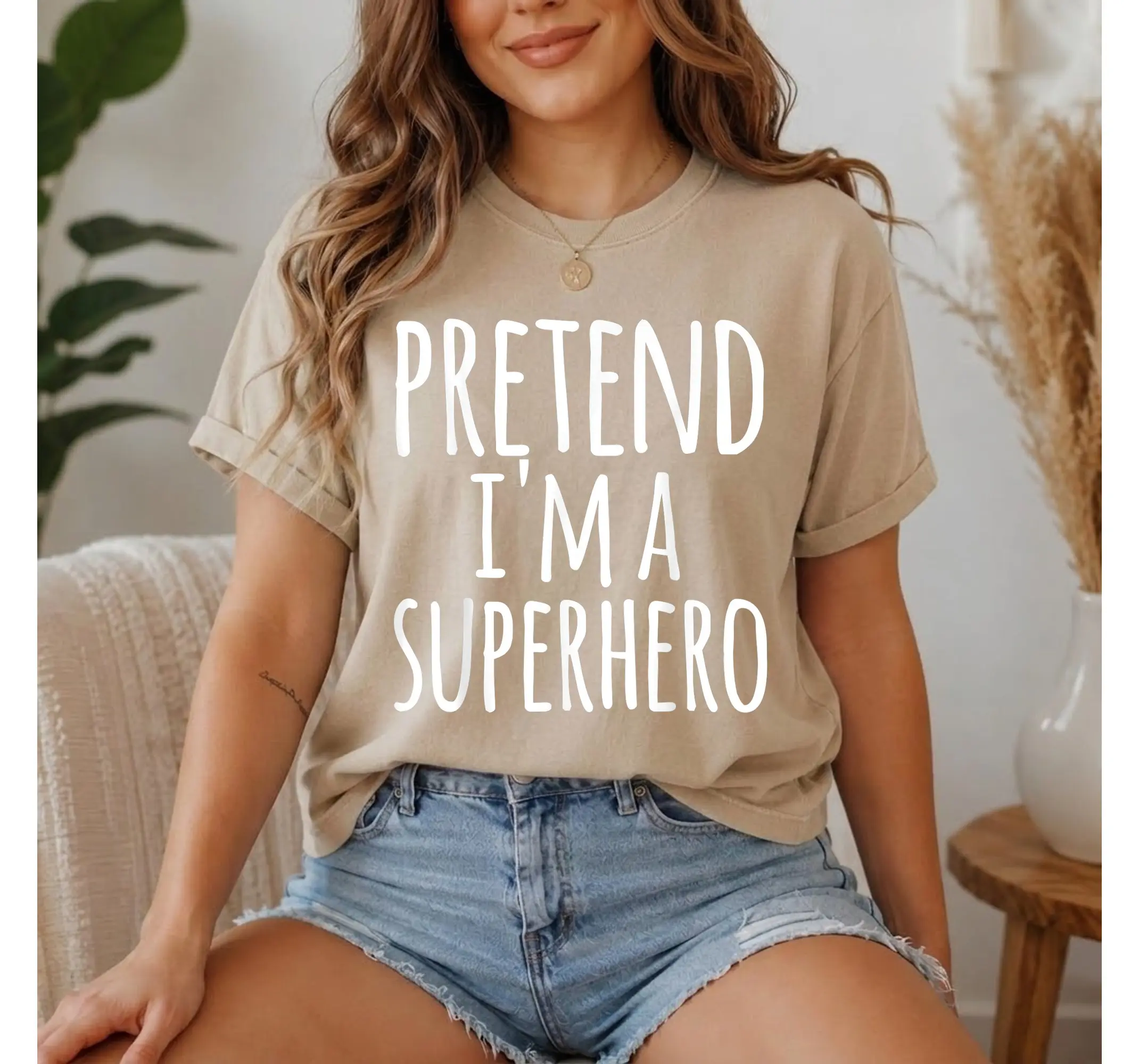 Lazy Superhero Costume Shirt, Funny Last Minute Halloween Pretend Graphic Tee - photo 2