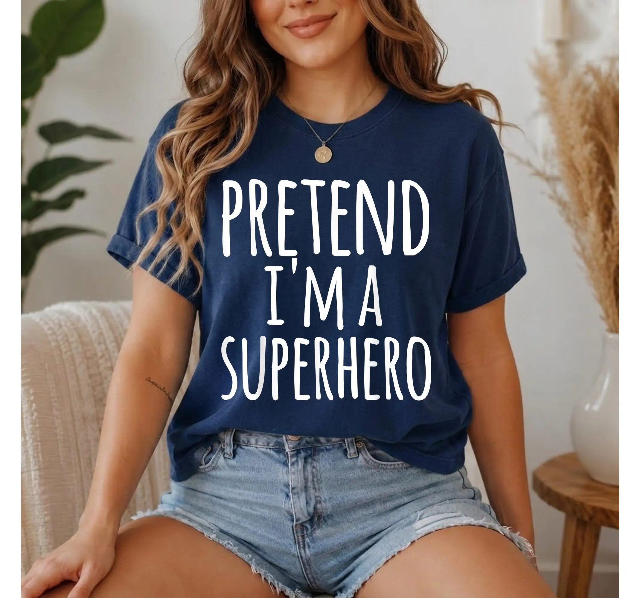Lazy Superhero Costume Shirt, Funny Last Minute Halloween Pretend Graphic Tee - photo 4