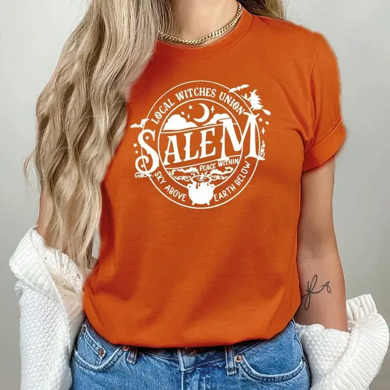 Local Witches Union Salem Halloween T-Shirt, Pumpkin Costume Graphic Tee Gift for Friends