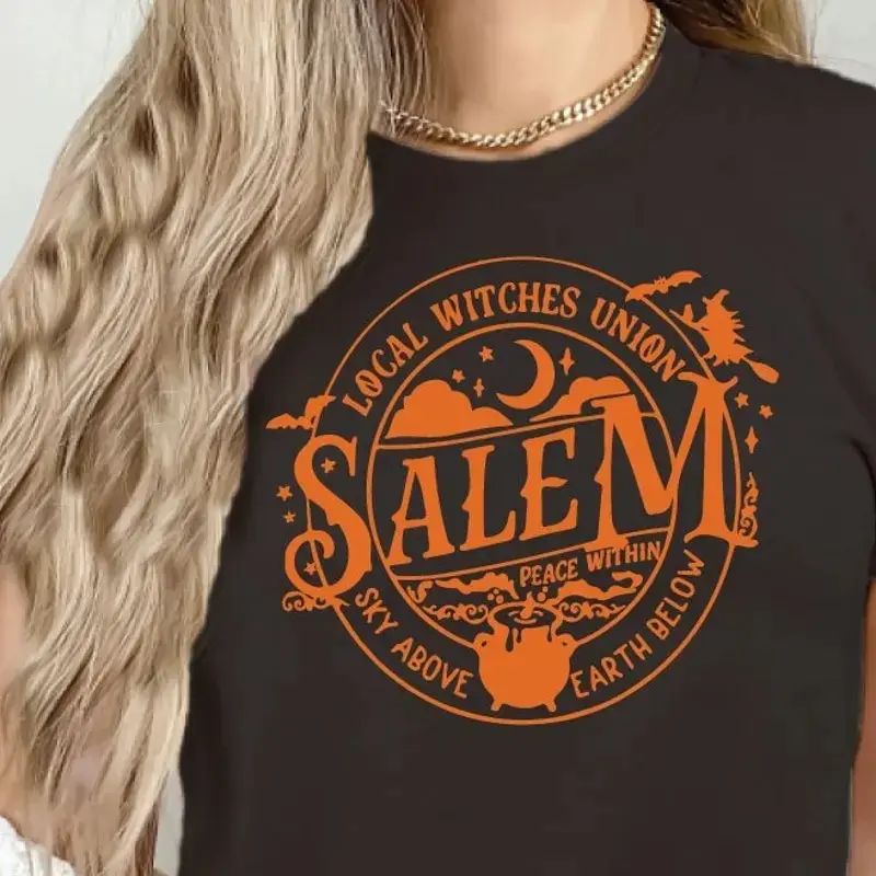 Local Witches Union Salem Halloween T-Shirt, Pumpkin Costume Graphic Tee Gift for Friends - photo 2