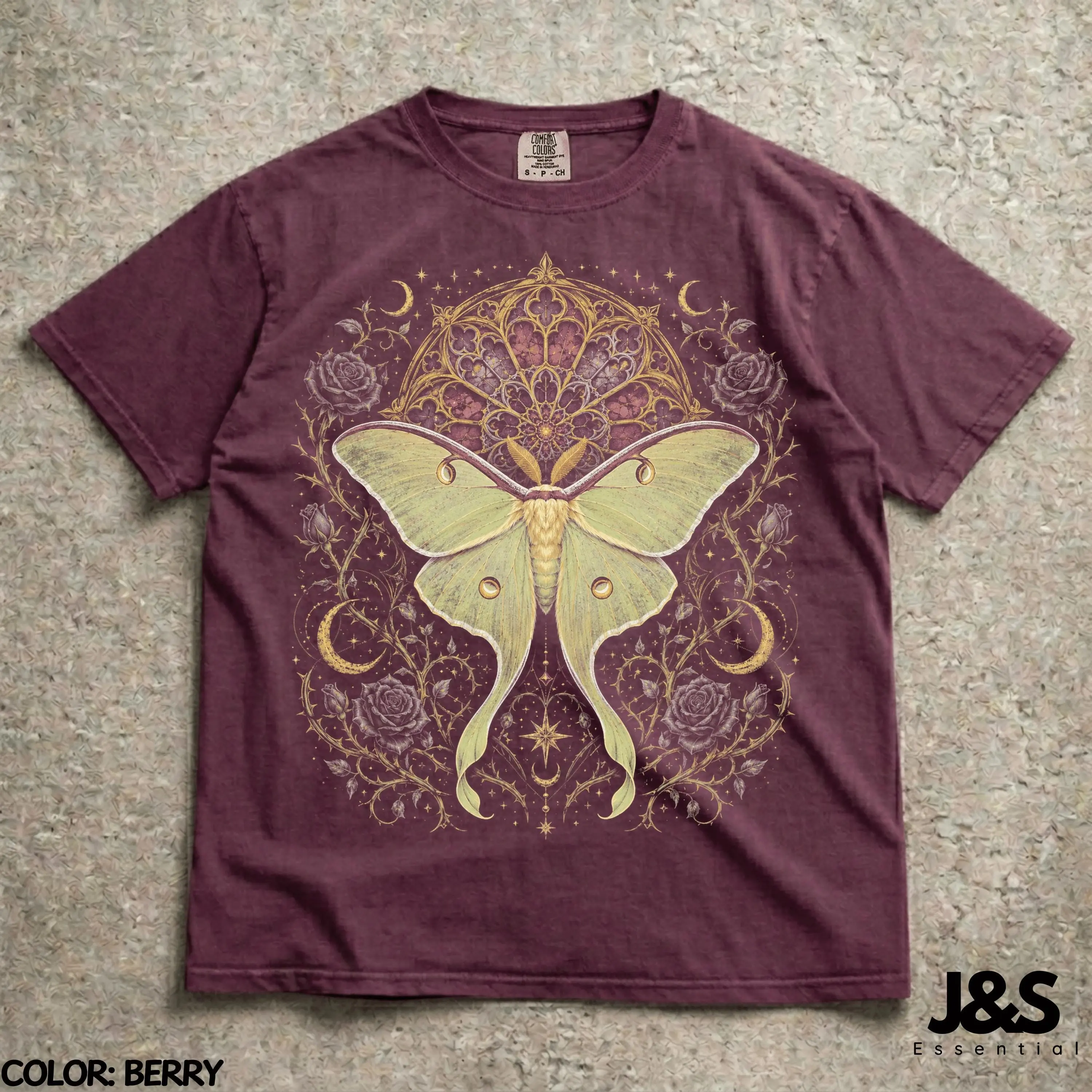 Luna Moth Halloween T-Shirt, Gothic Celestial Witchy Moon Graphic Tee, Vintage Comfort Colors Dark Academia Gift - photo 4