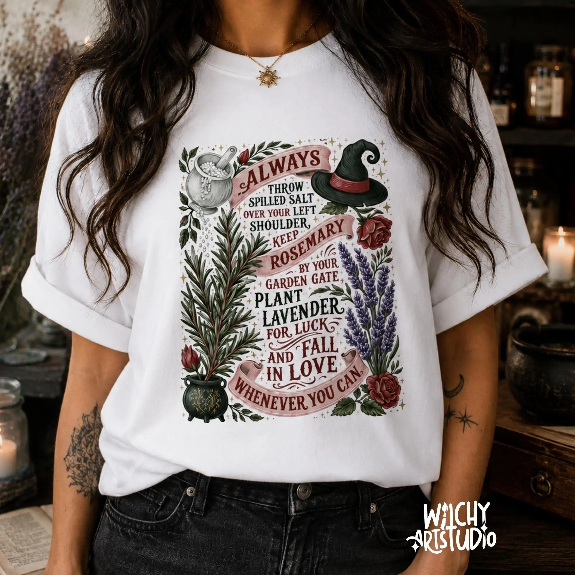 Comfort Colors Magic Practice Quote T-Shirt, Botanical Rosemary Lavender Mystical Herbs Vintage Witchy Tee - photo 3