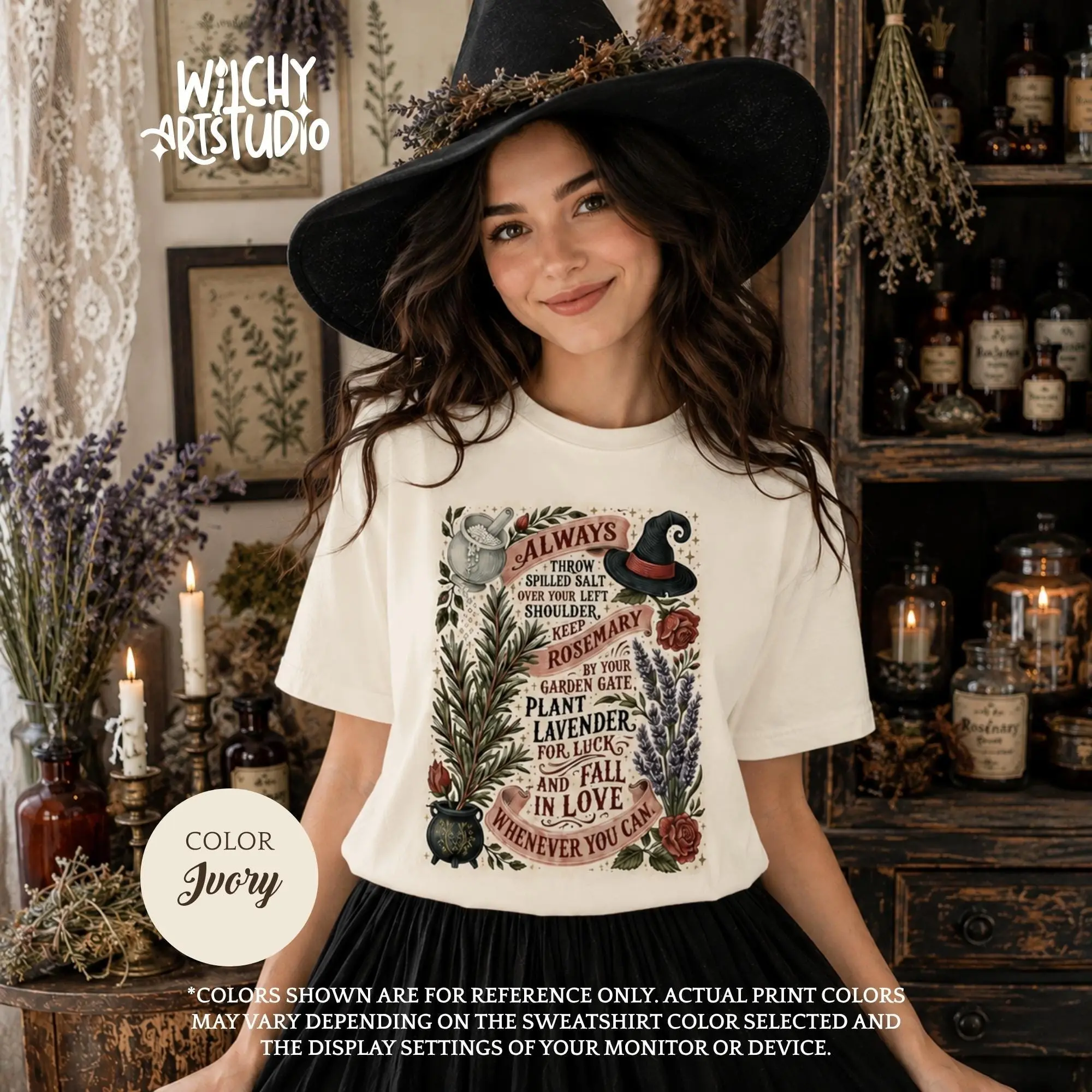 Comfort Colors Magic Practice Quote T-Shirt, Botanical Rosemary Lavender Mystical Herbs Vintage Witchy Tee - photo 5