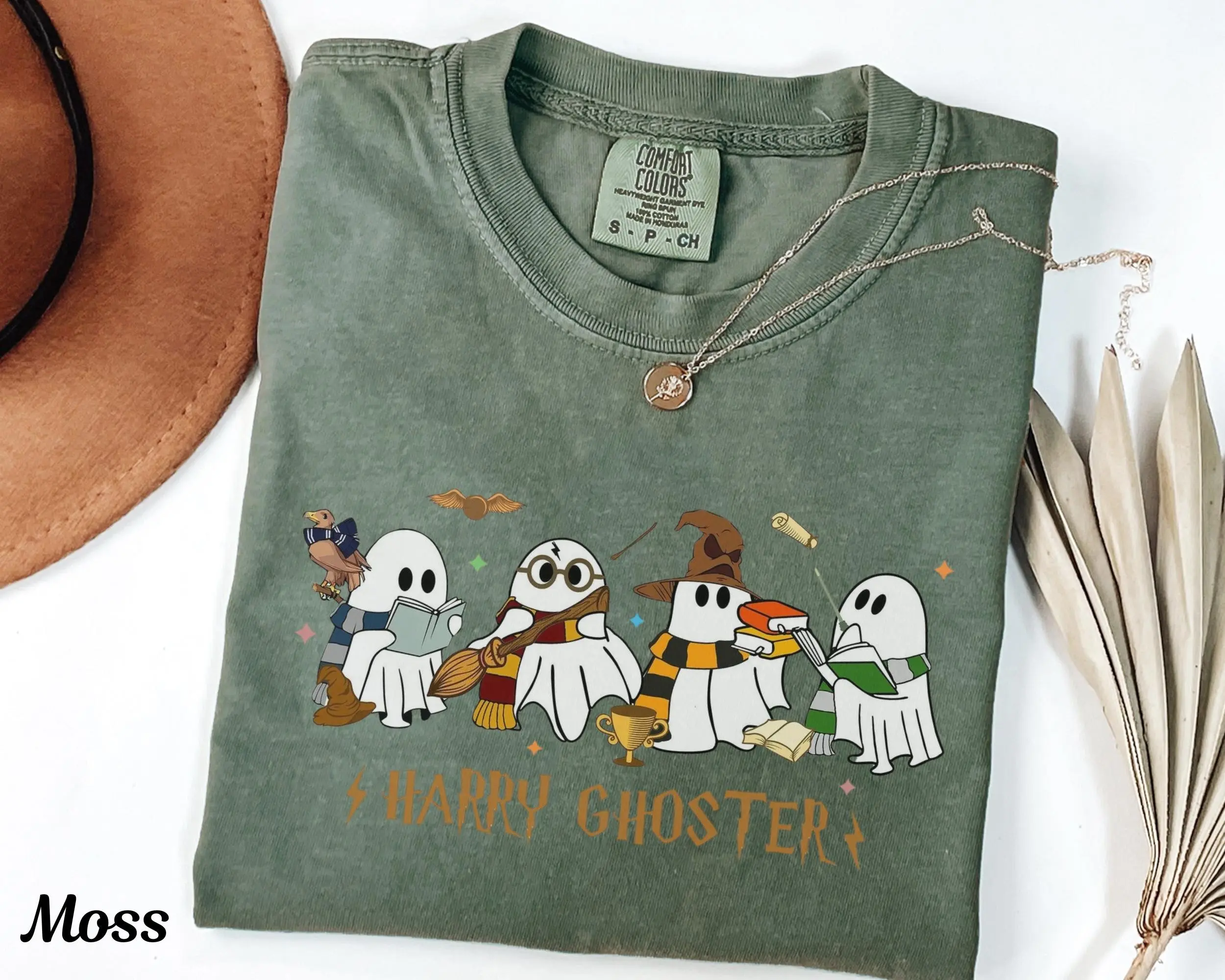 Magic School Ghost Halloween T-Shirt for Women, Cute Wizard Graphic Tee, Spooky Season Fall Top - photo 3