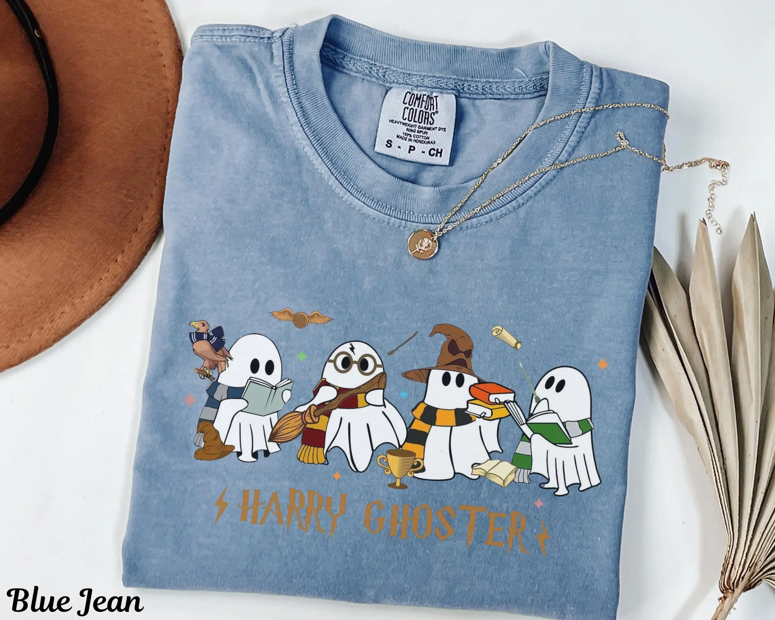 Magic School Ghost Halloween T-Shirt for Women, Cute Wizard Graphic Tee, Spooky Season Fall Top - photo 4