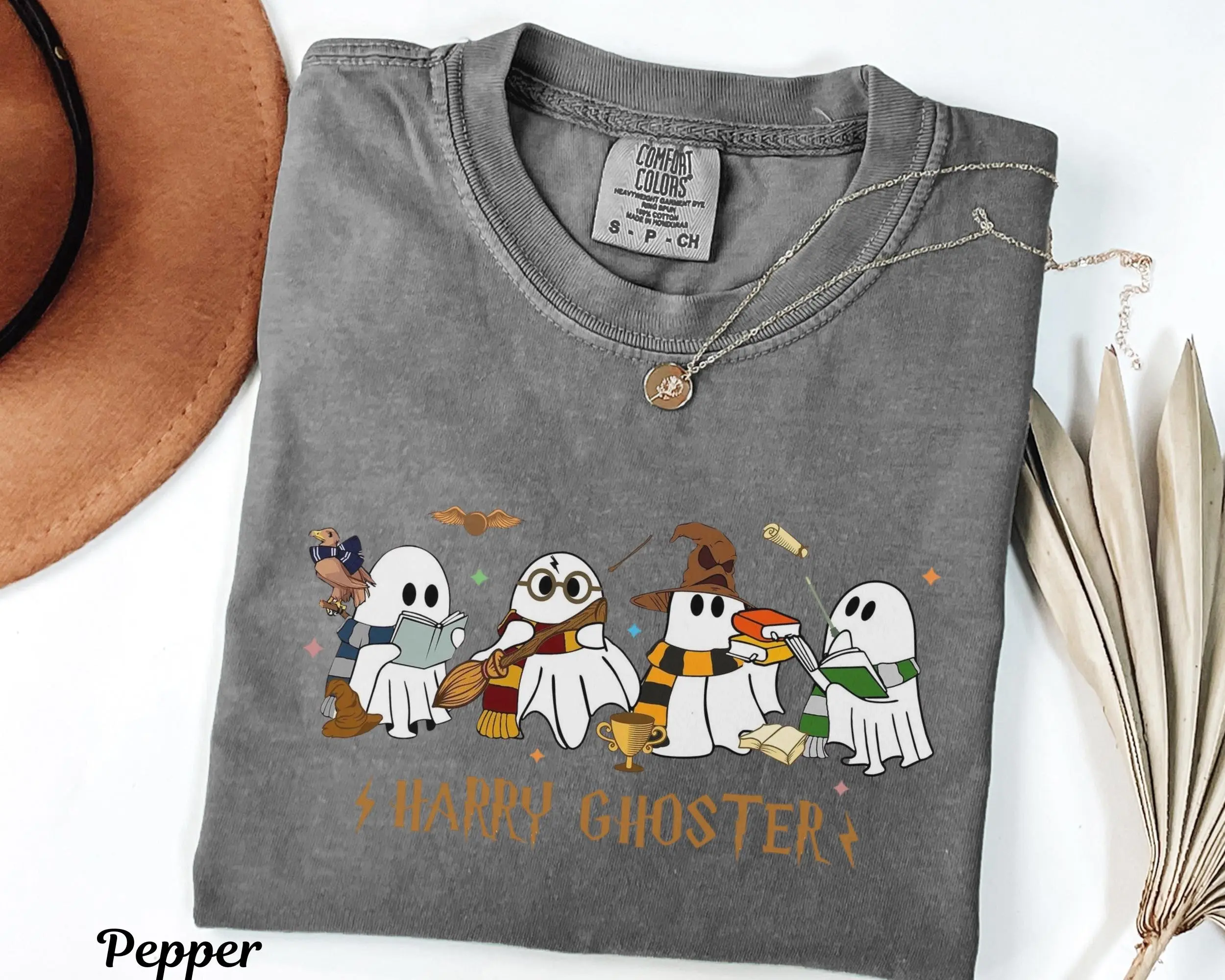 Magic School Ghost Halloween T-Shirt for Women, Cute Wizard Graphic Tee, Spooky Season Fall Top - photo 5