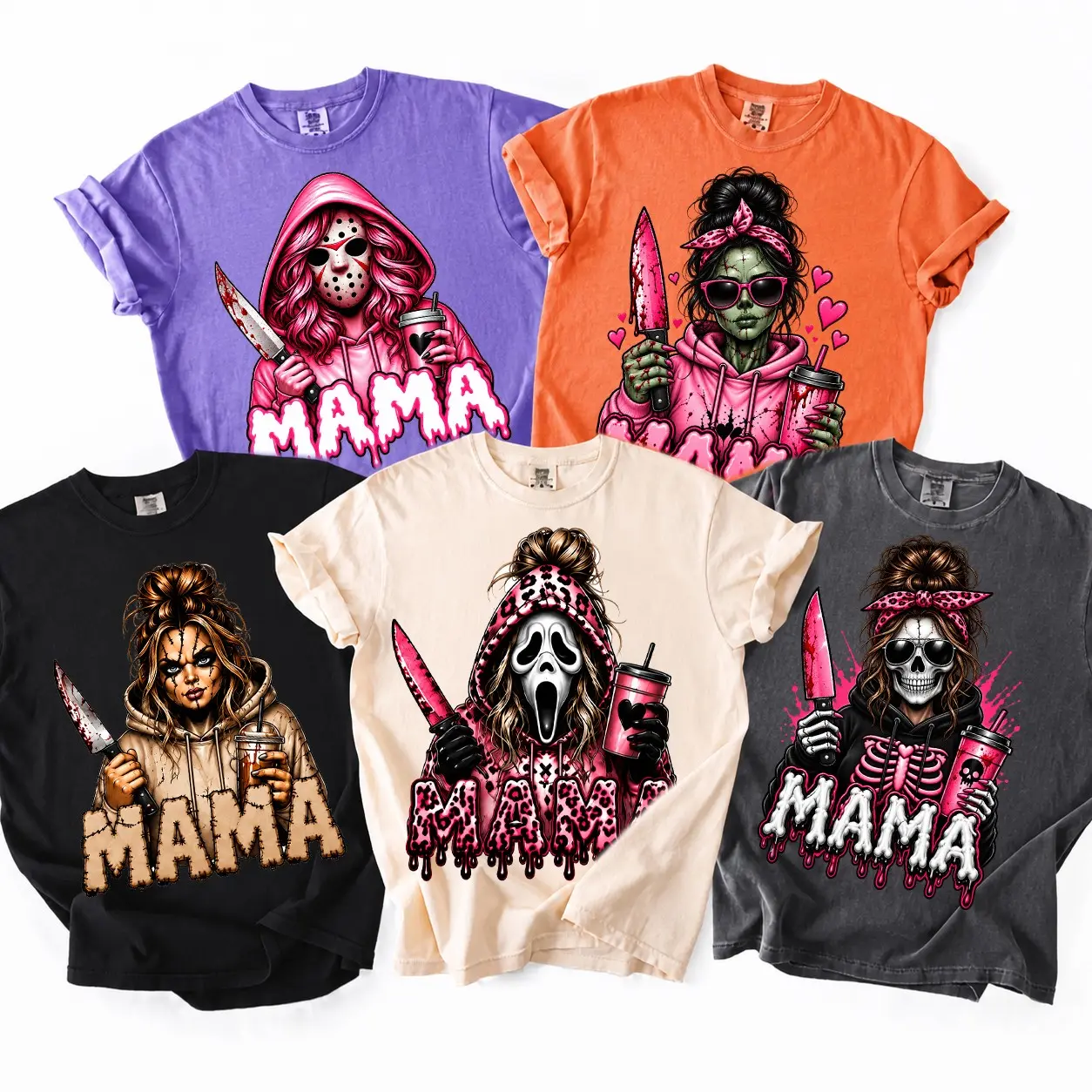 Mama Spooky Ghost Leopard Comfort Colors Shirt, Skeleton Halloween Graphic Collection Tee - photo 1