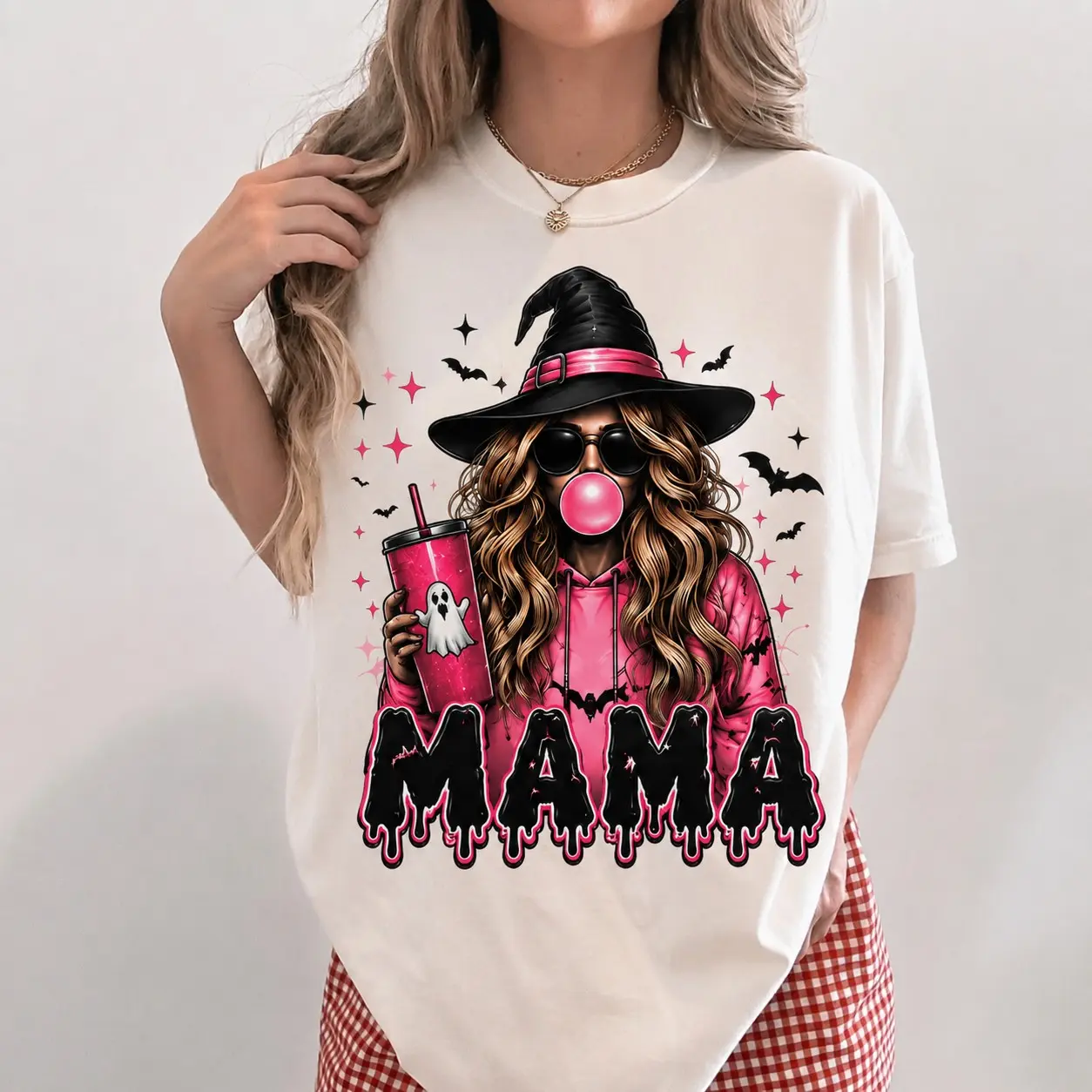 Mama Spooky Ghost Leopard Comfort Colors Shirt, Skeleton Halloween Graphic Collection Tee - photo 2