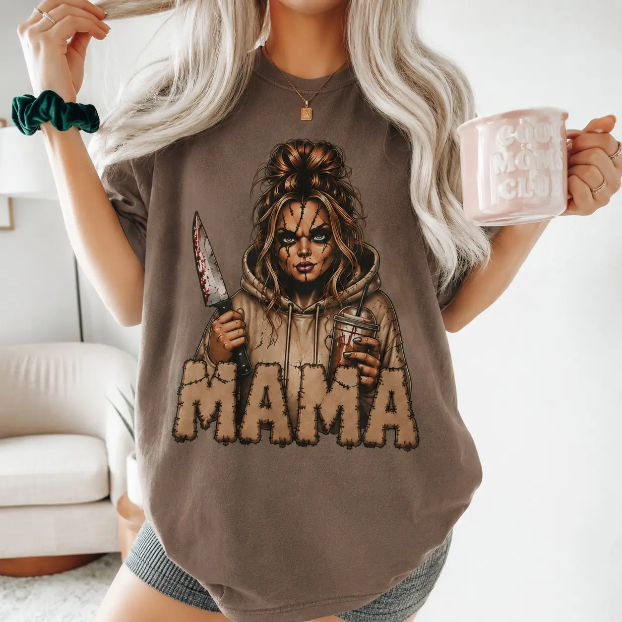 Mama Spooky Ghost Leopard Comfort Colors Shirt, Skeleton Halloween Graphic Collection Tee - photo 5