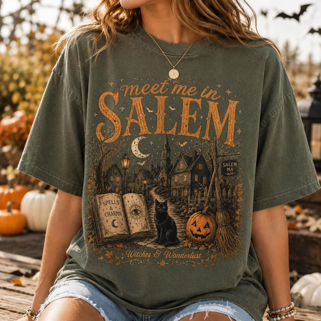 Meet Me In Salem Halloween Shirt, Massachusetts Witch Aesthetic Tee, Haunted Town Graphic Fall Witchy Gift